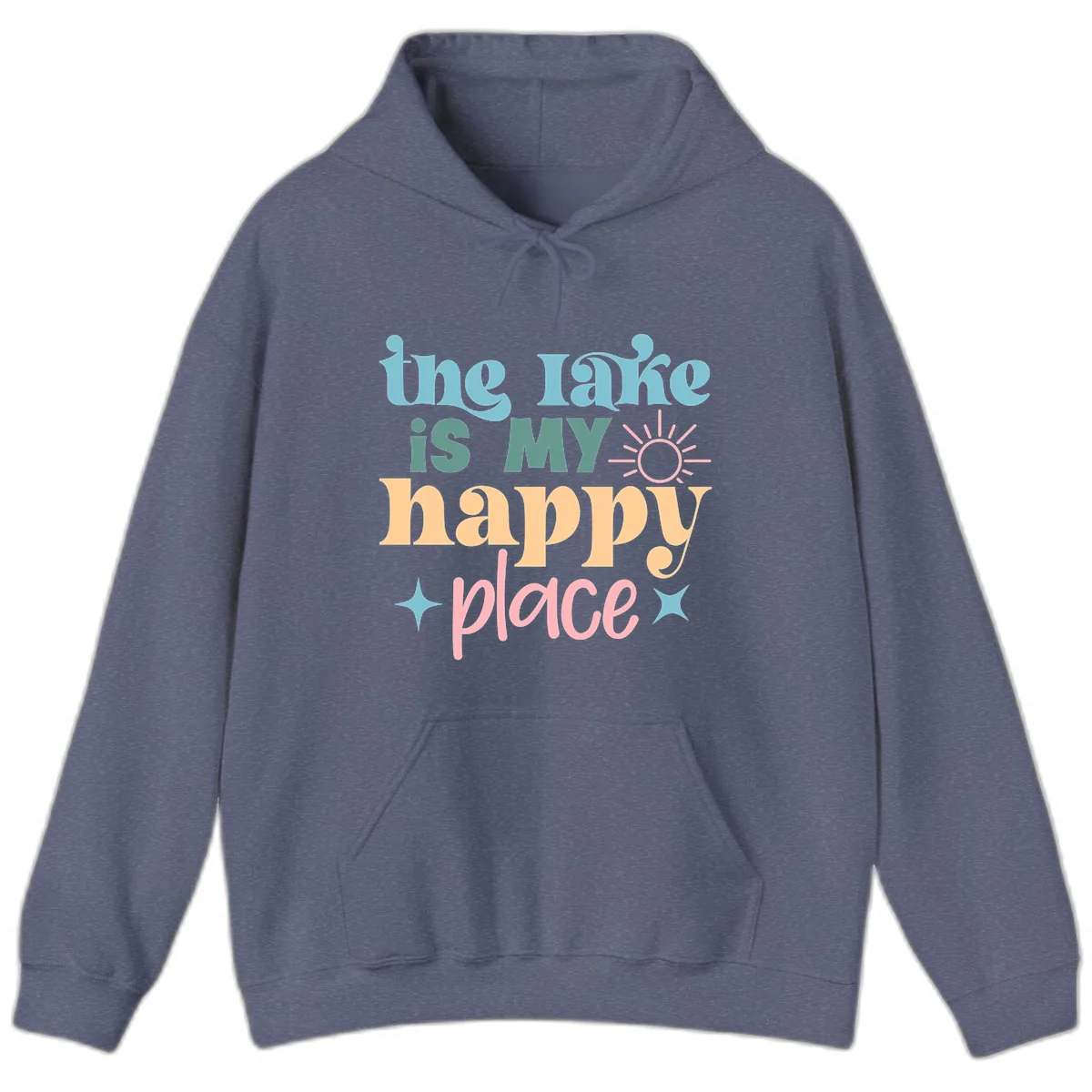 The Lake Is My Happy Place Apparel Hoodie in Heather Navy