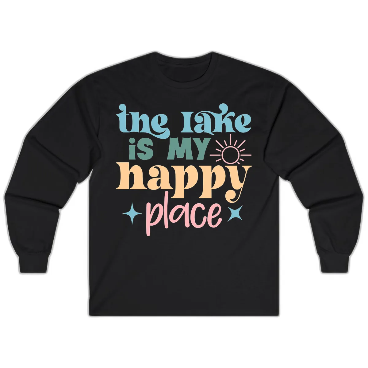 The Lake Is My Happy Place Apparel Long Sleeve in Black