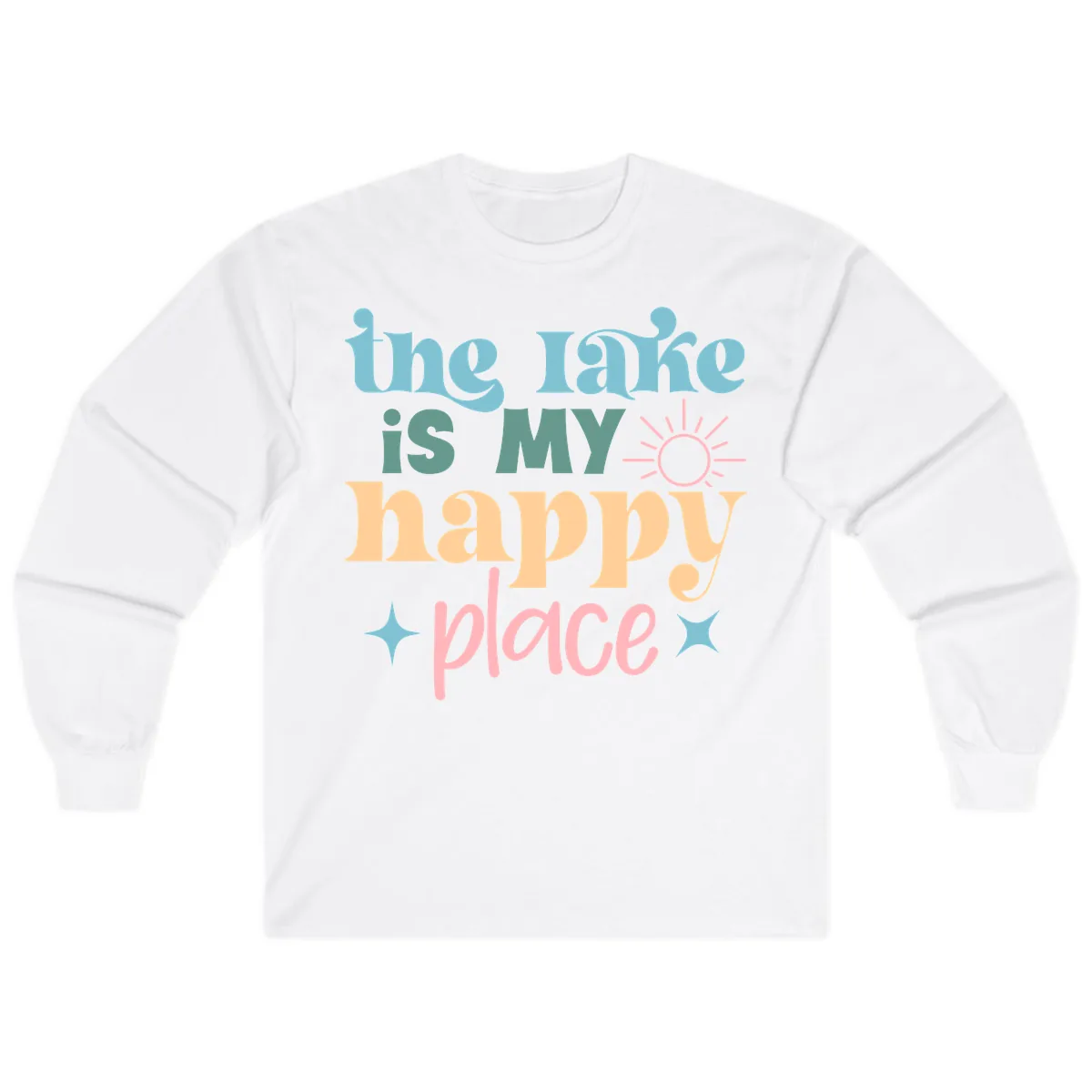 The Lake Is My Happy Place Apparel Long Sleeve in White