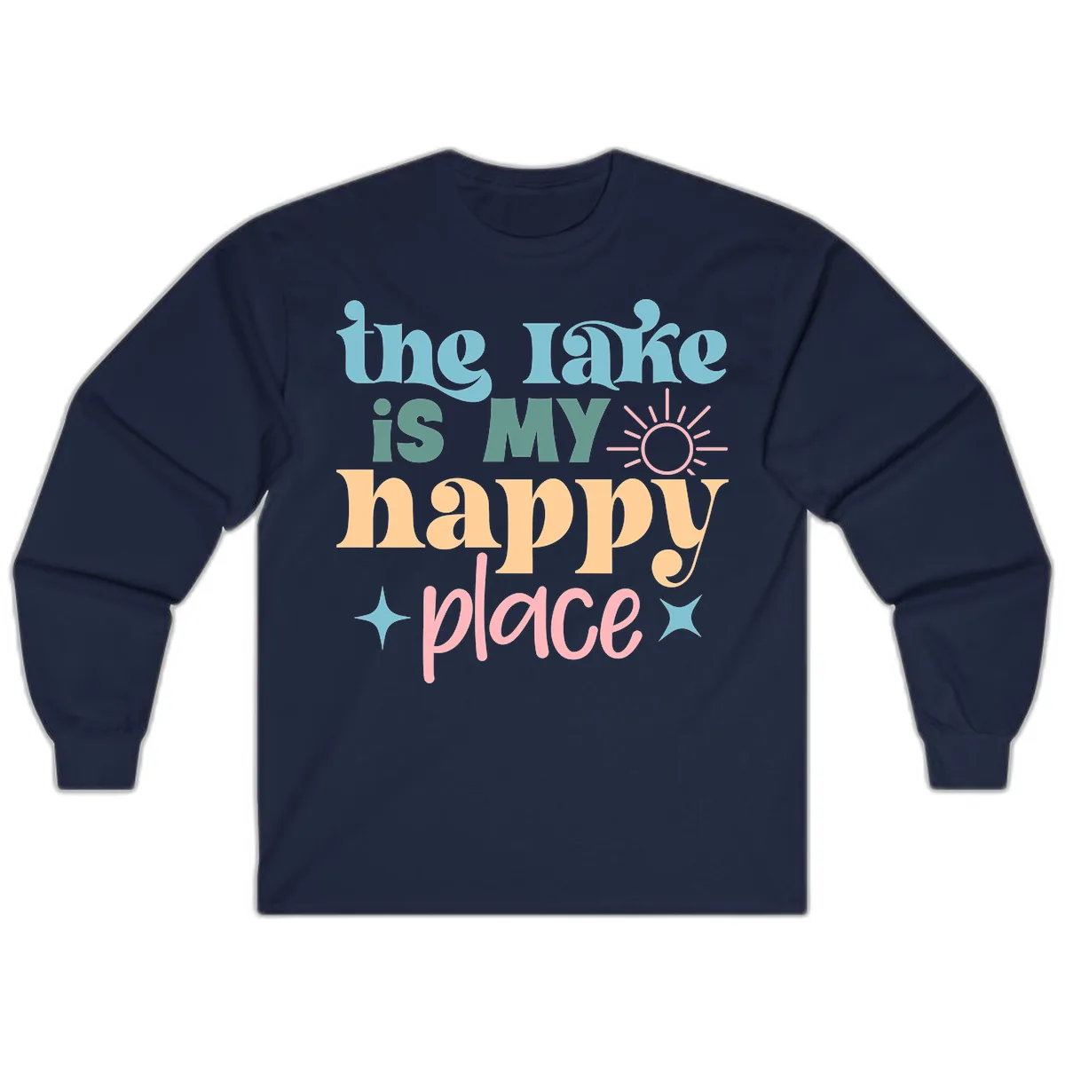 The Lake Is My Happy Place Apparel Long Sleeve in Navy