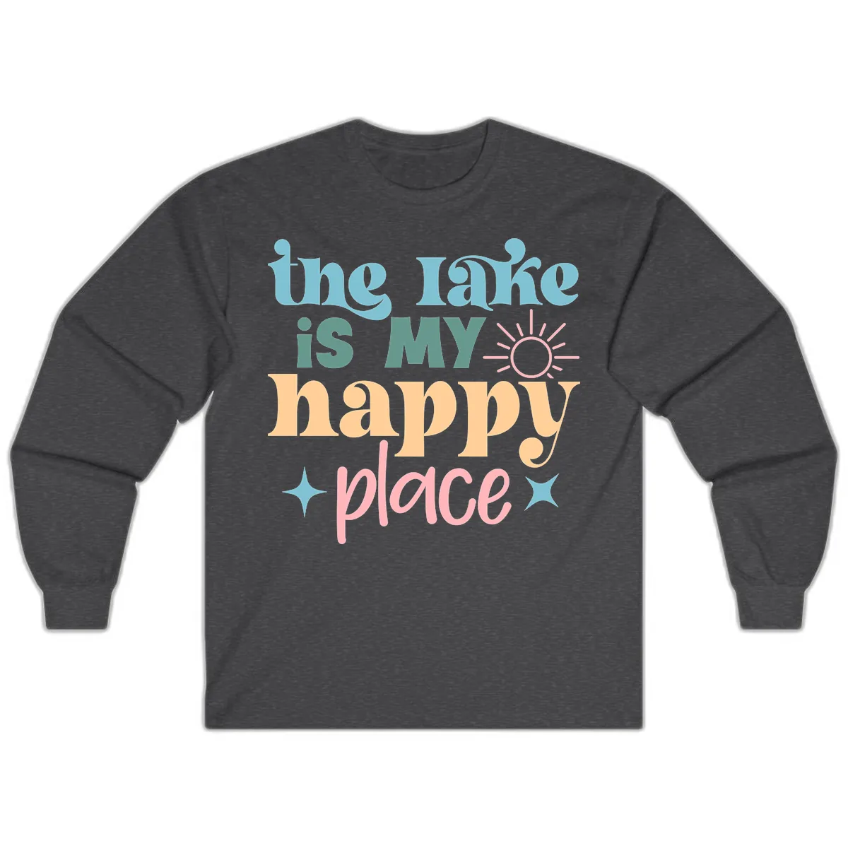 The Lake Is My Happy Place Apparel Long Sleeve in Dark Heather