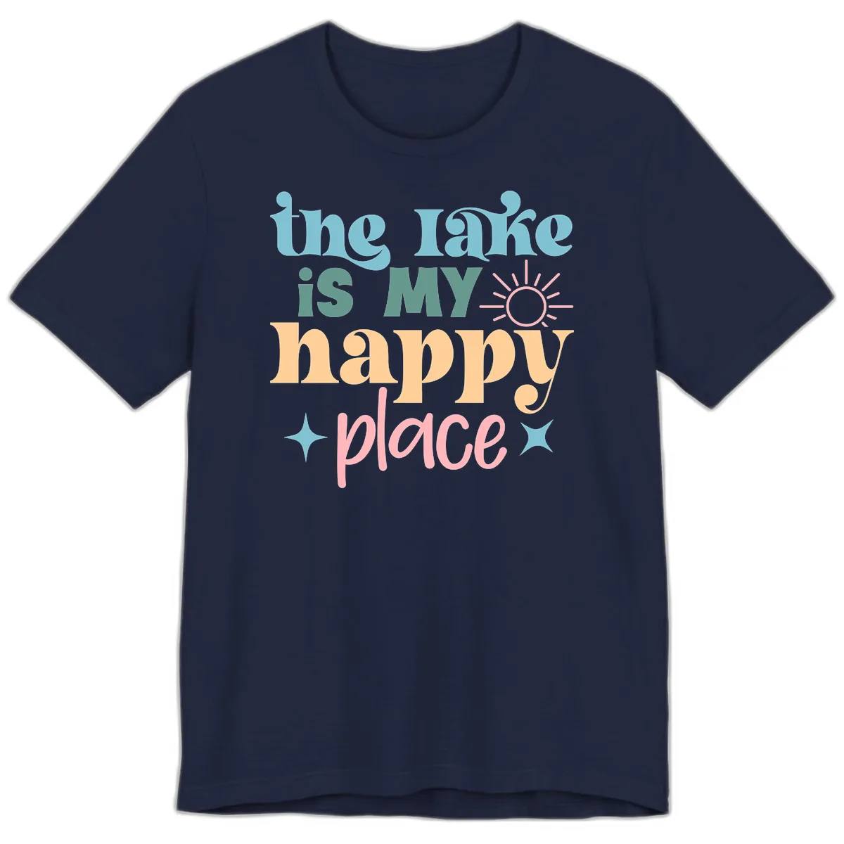 The Lake Is My Happy Place Apparel Premium T-Shirt in Navy