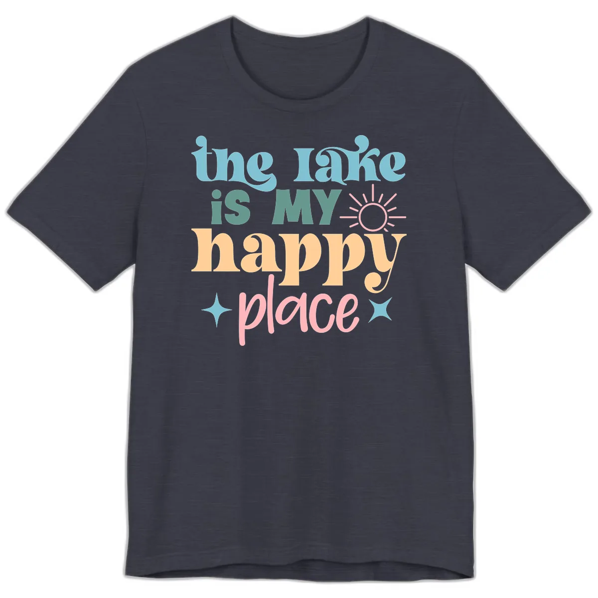 The Lake Is My Happy Place Apparel Premium T-Shirt in Heather Midnight Navy