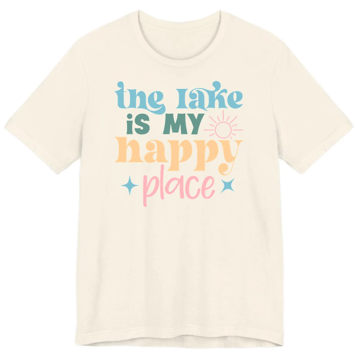 The Lake Is My Happy Place Apparel Premium T-Shirt in Natural