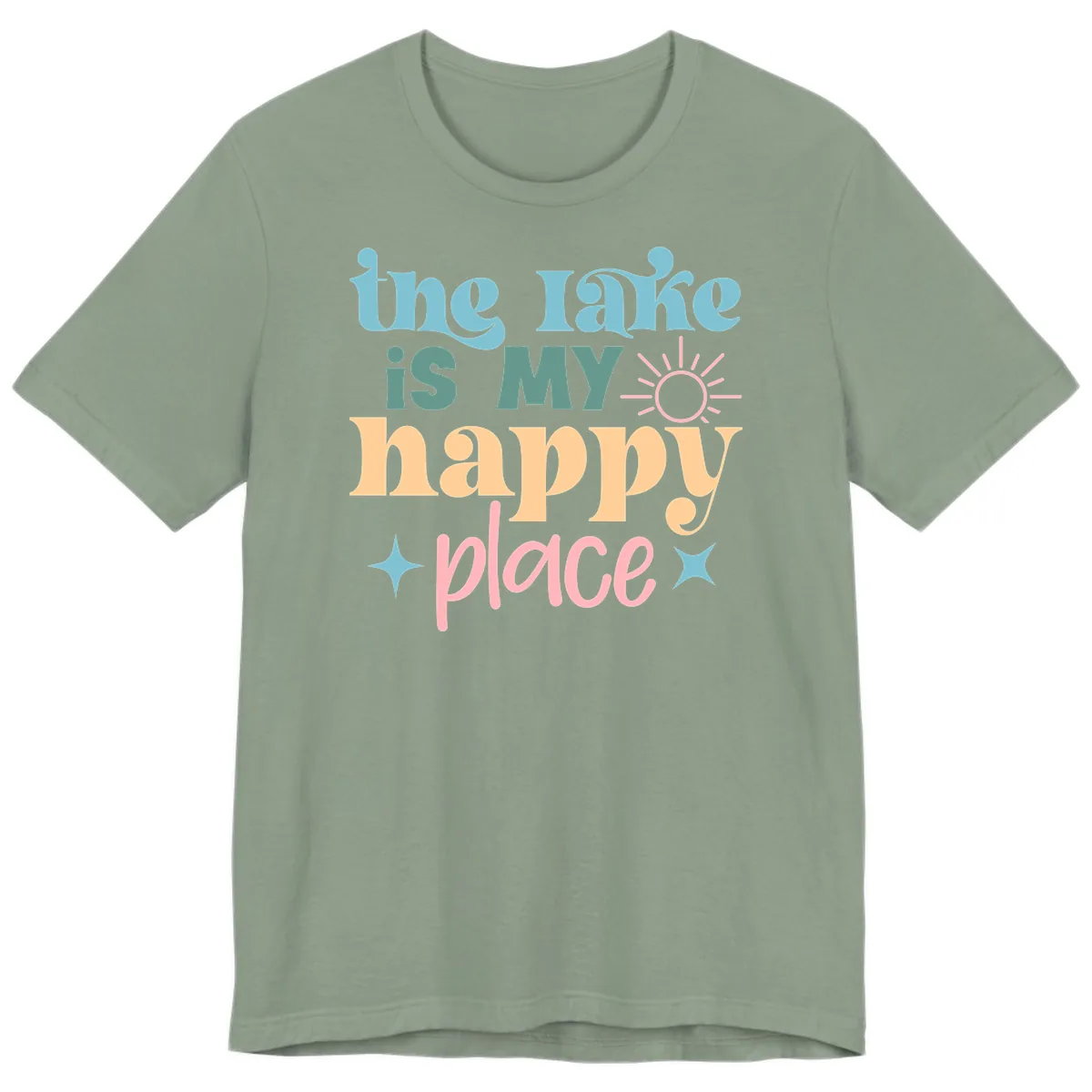 The Lake Is My Happy Place Apparel Premium T-Shirt in Sage