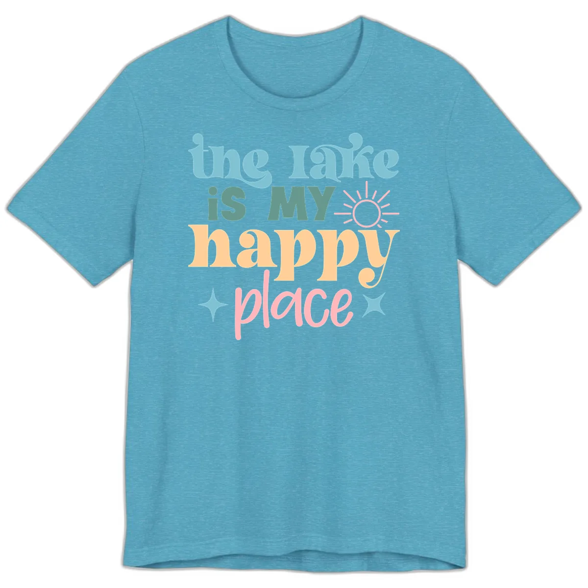 The Lake Is My Happy Place Apparel Premium T-Shirt in Heather Aqua