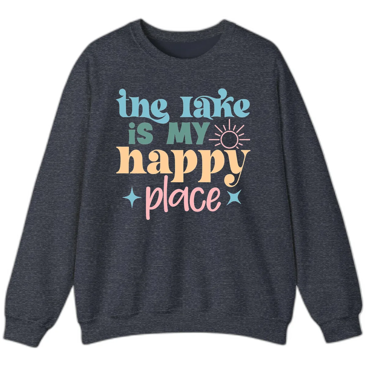 The Lake Is My Happy Place Apparel Sweatshirt in Heather Sport Dark Navy