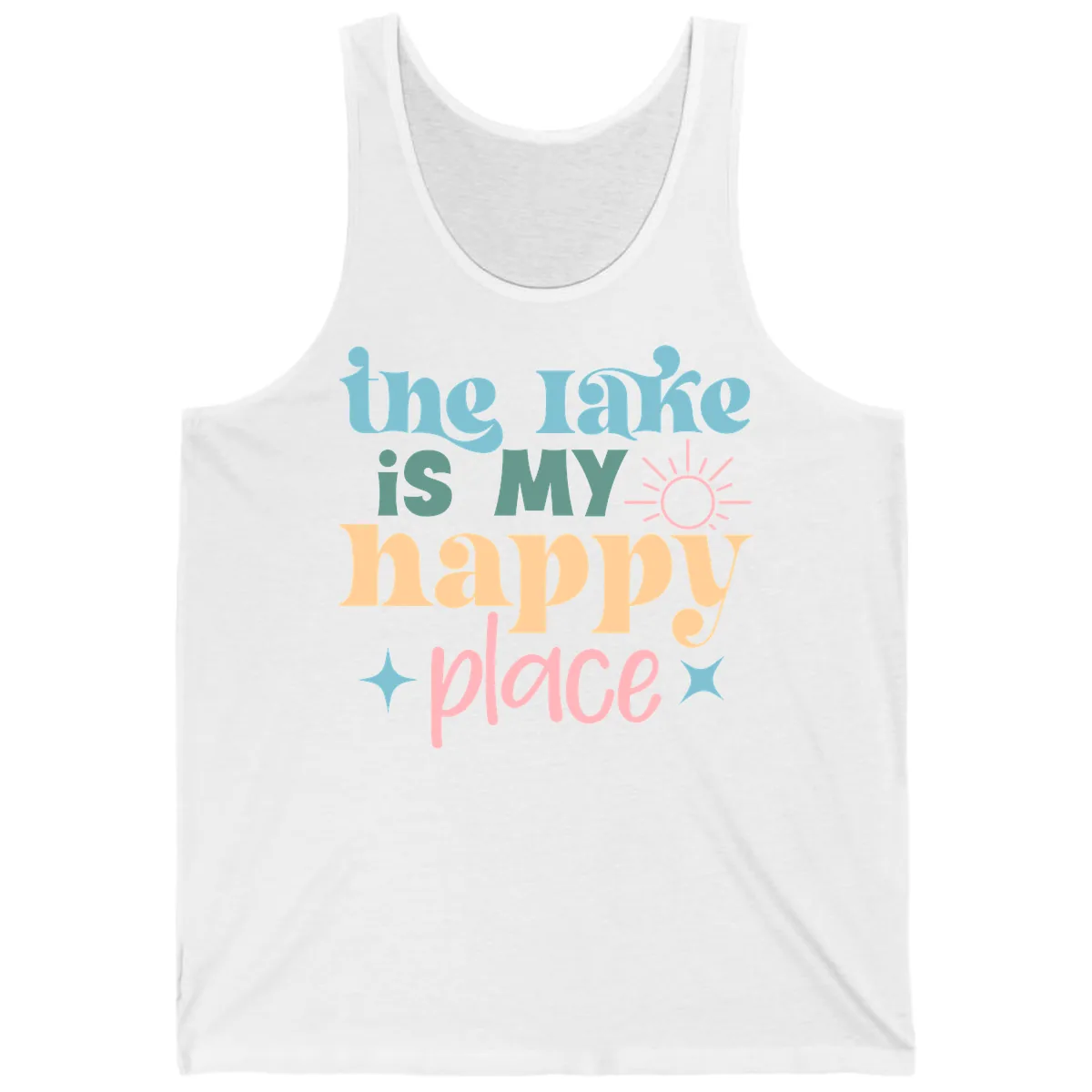 The Lake Is My Happy Place Apparel Tank in White