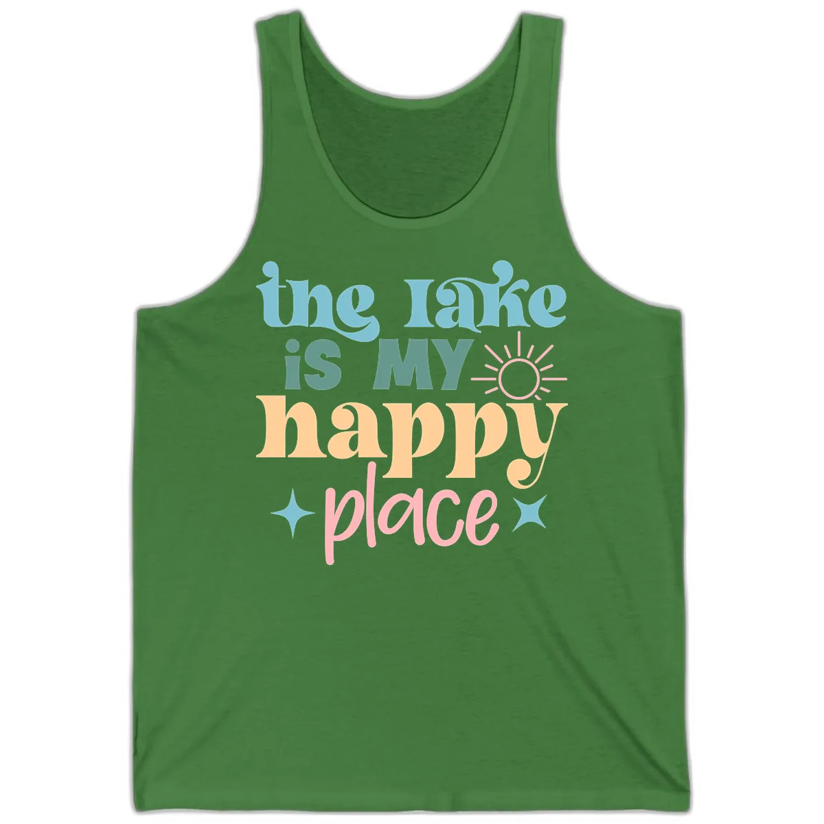 The Lake Is My Happy Place Apparel Tank in Leaf