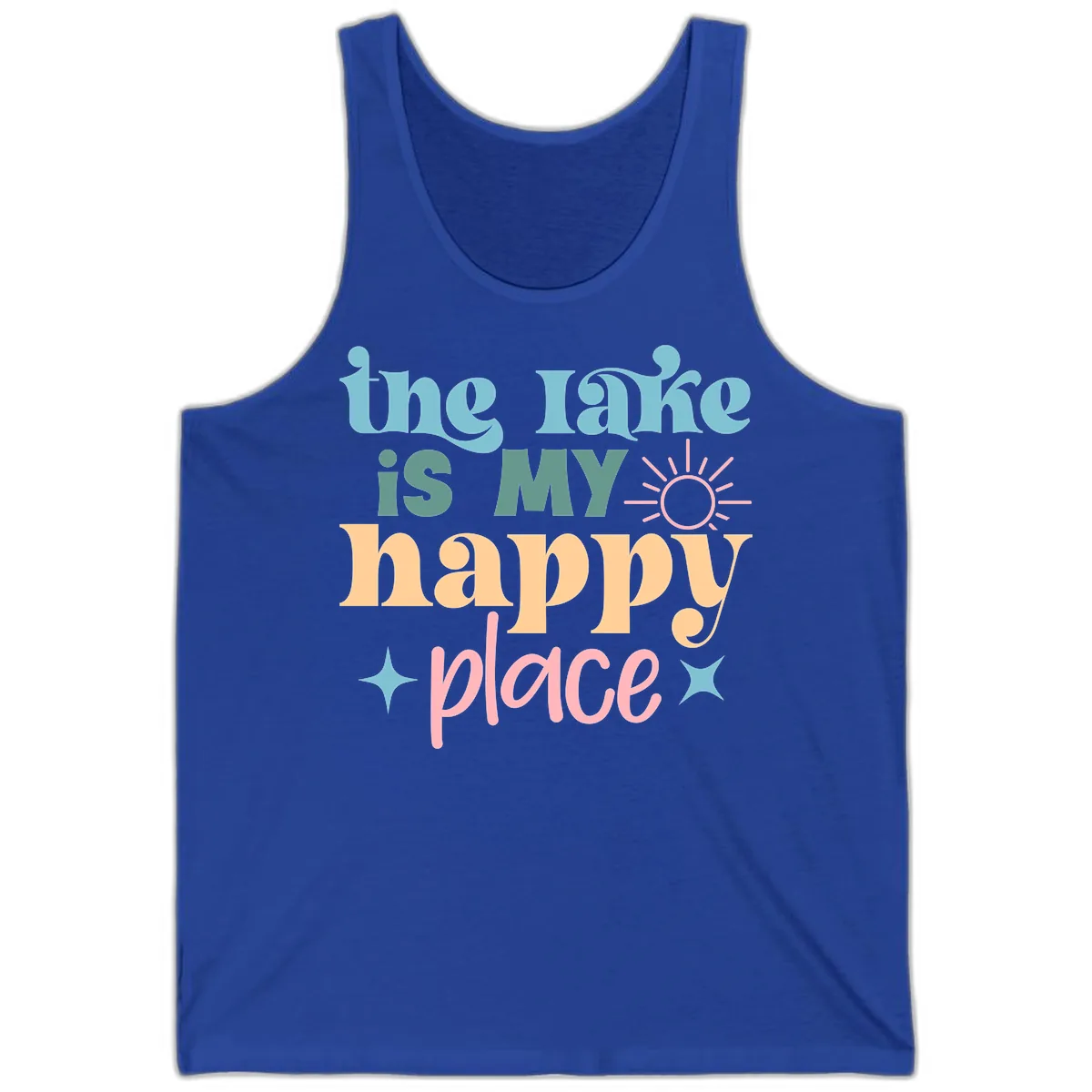 The Lake Is My Happy Place Apparel Tank in True Royal