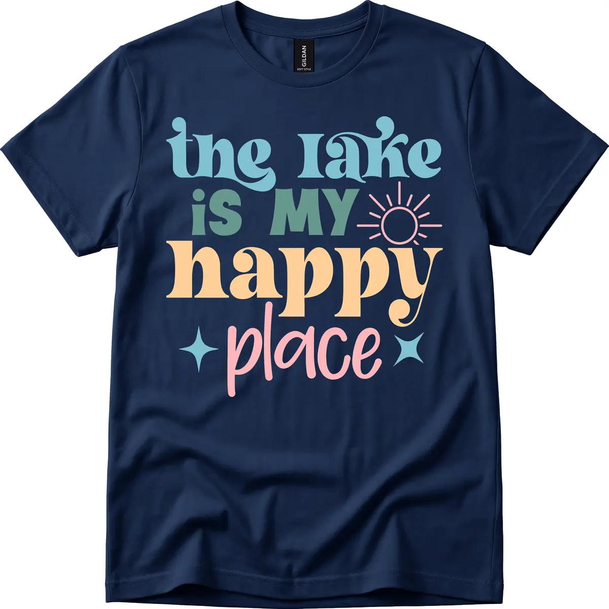 The Lake Is My Happy Place Apparel T-Shirt in Navy