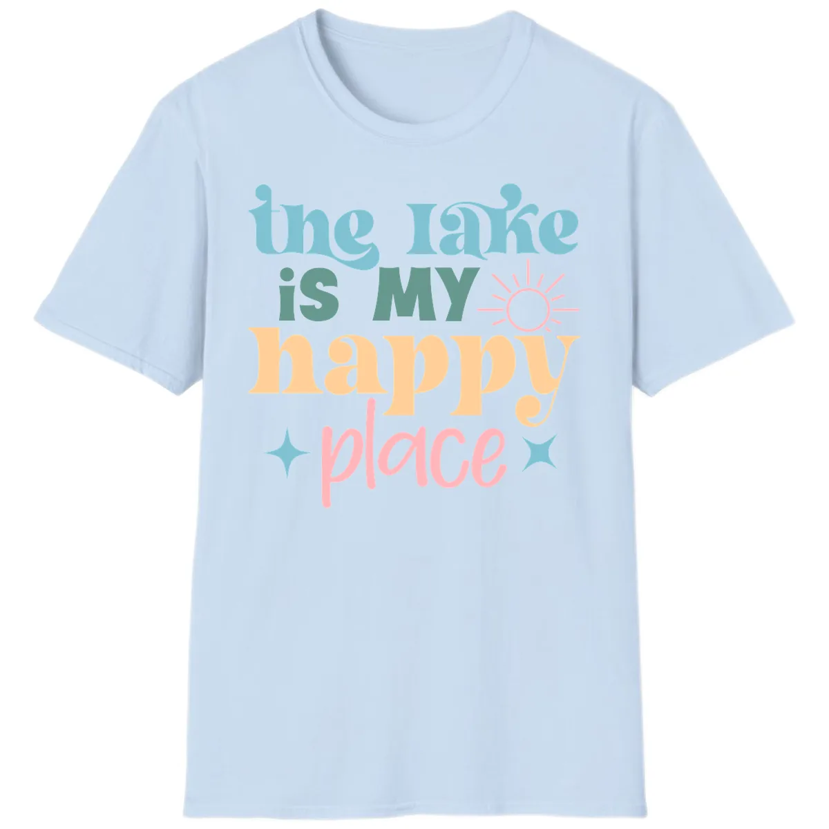 The Lake Is My Happy Place Apparel T-Shirt in Light Blue