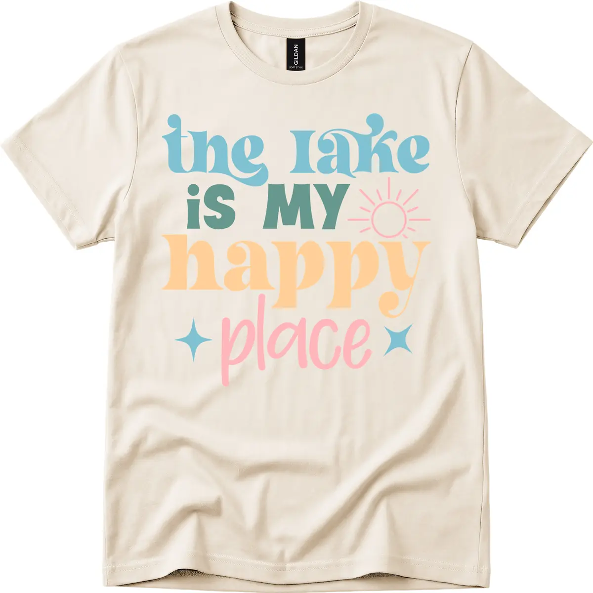 The Lake Is My Happy Place Apparel T-Shirt in Natural