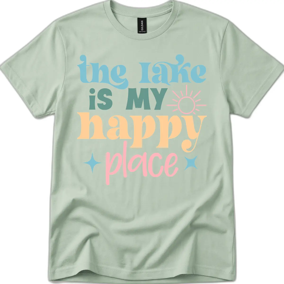 The Lake Is My Happy Place Apparel T-Shirt in Sage