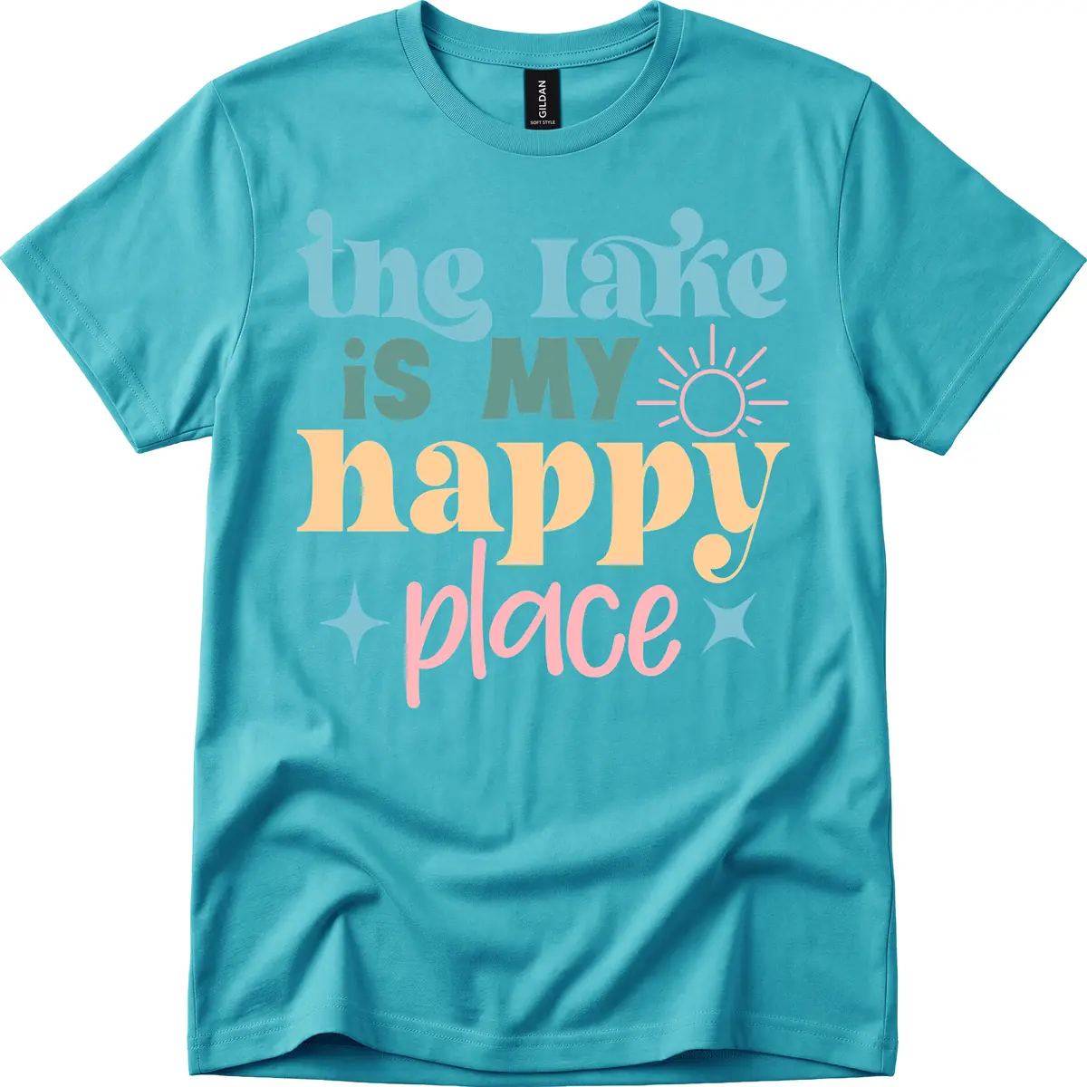 The Lake Is My Happy Place Apparel T-Shirt in Tropical Blue