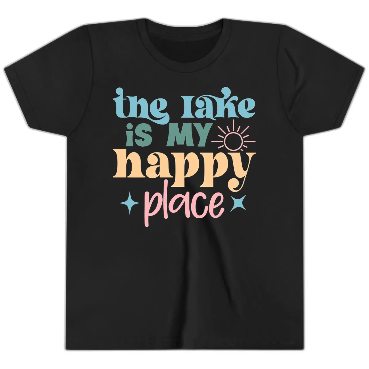The Lake Is My Happy Place Apparel Youth T-Shirt in Black