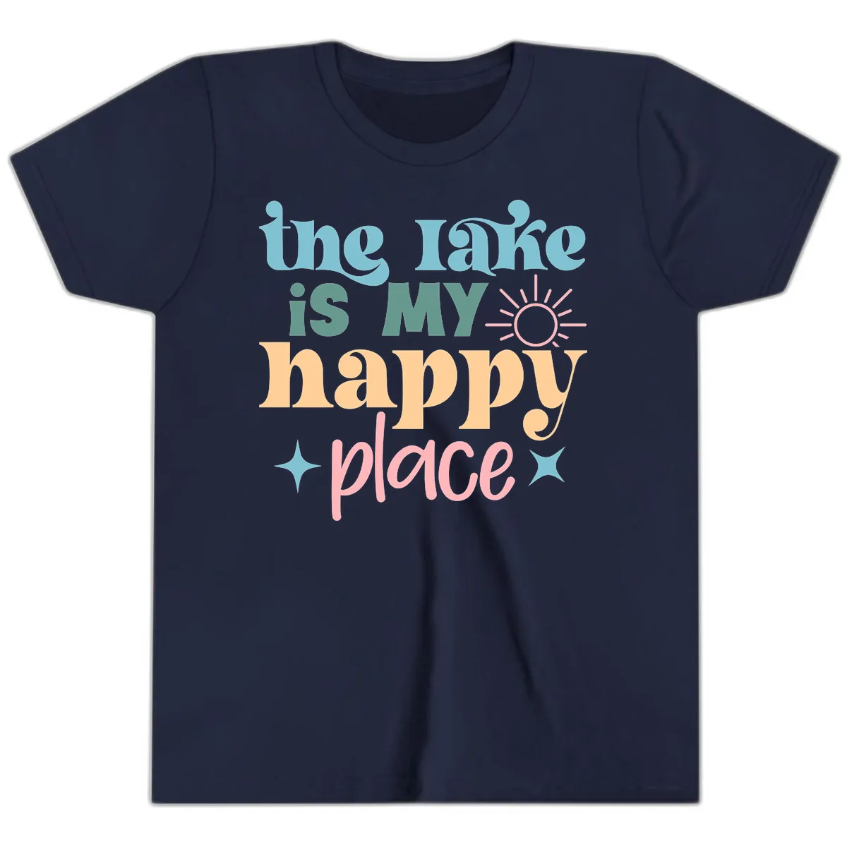 The Lake Is My Happy Place Apparel Youth T-Shirt in Navy