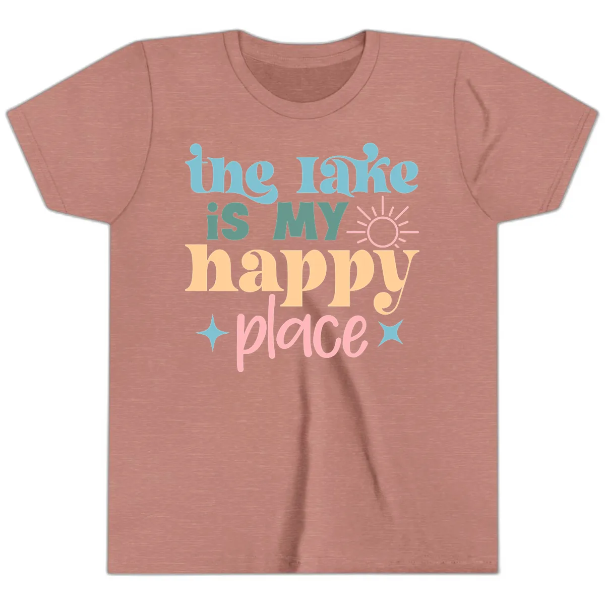 The Lake Is My Happy Place Apparel Youth T-Shirt in Heather Mauve