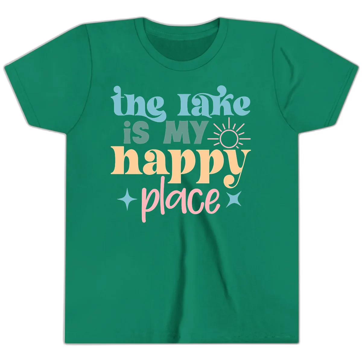 The Lake Is My Happy Place Apparel Youth T-Shirt in Kelly