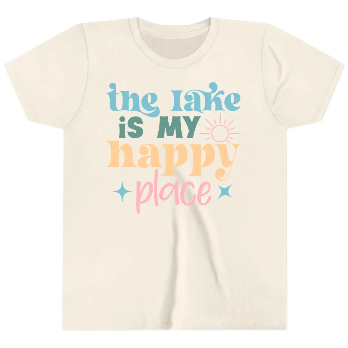 The Lake Is My Happy Place Apparel Youth T-Shirt in Natural