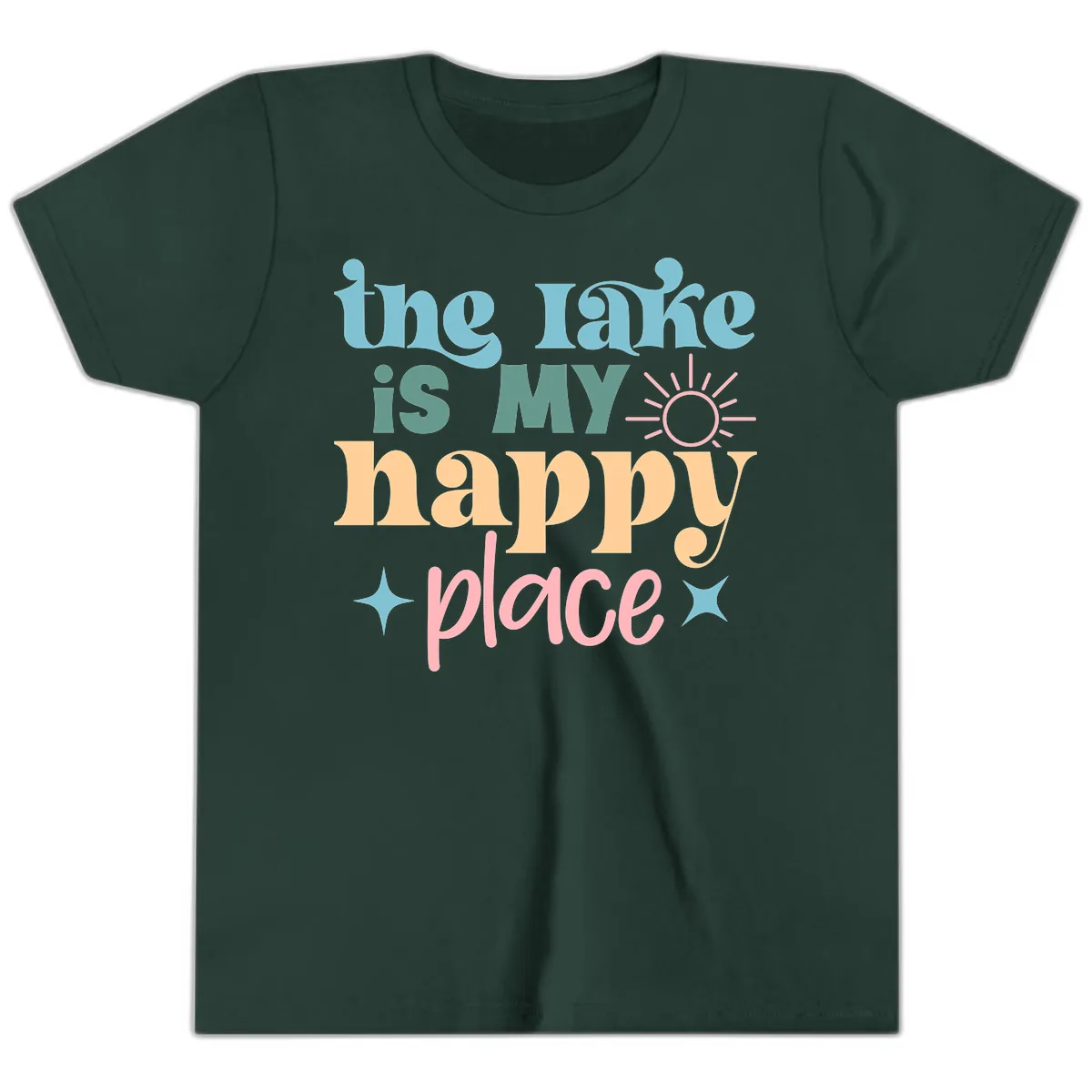 The Lake Is My Happy Place Apparel Youth T-Shirt in Forest