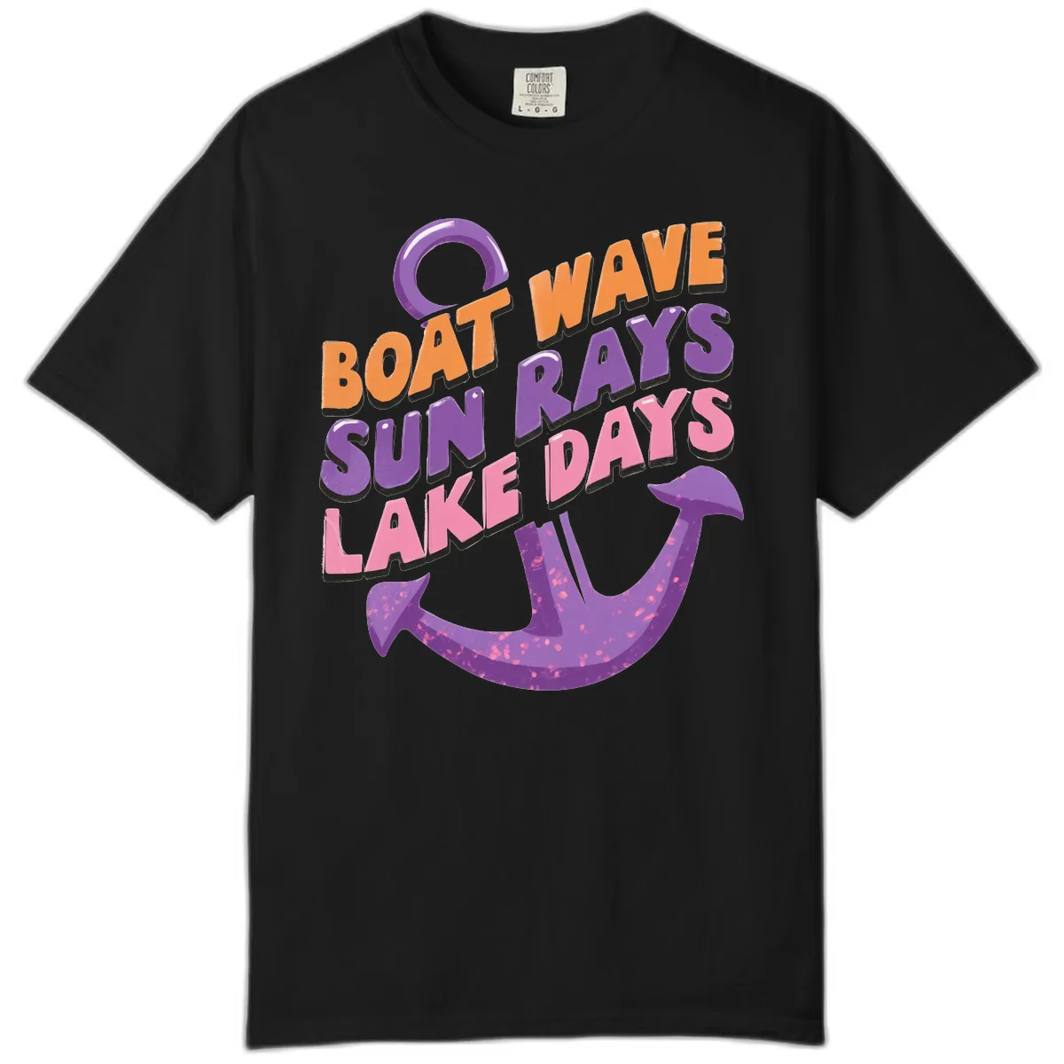 Boat Wave Sun Rays Lake Days Design Comfort Color in Black