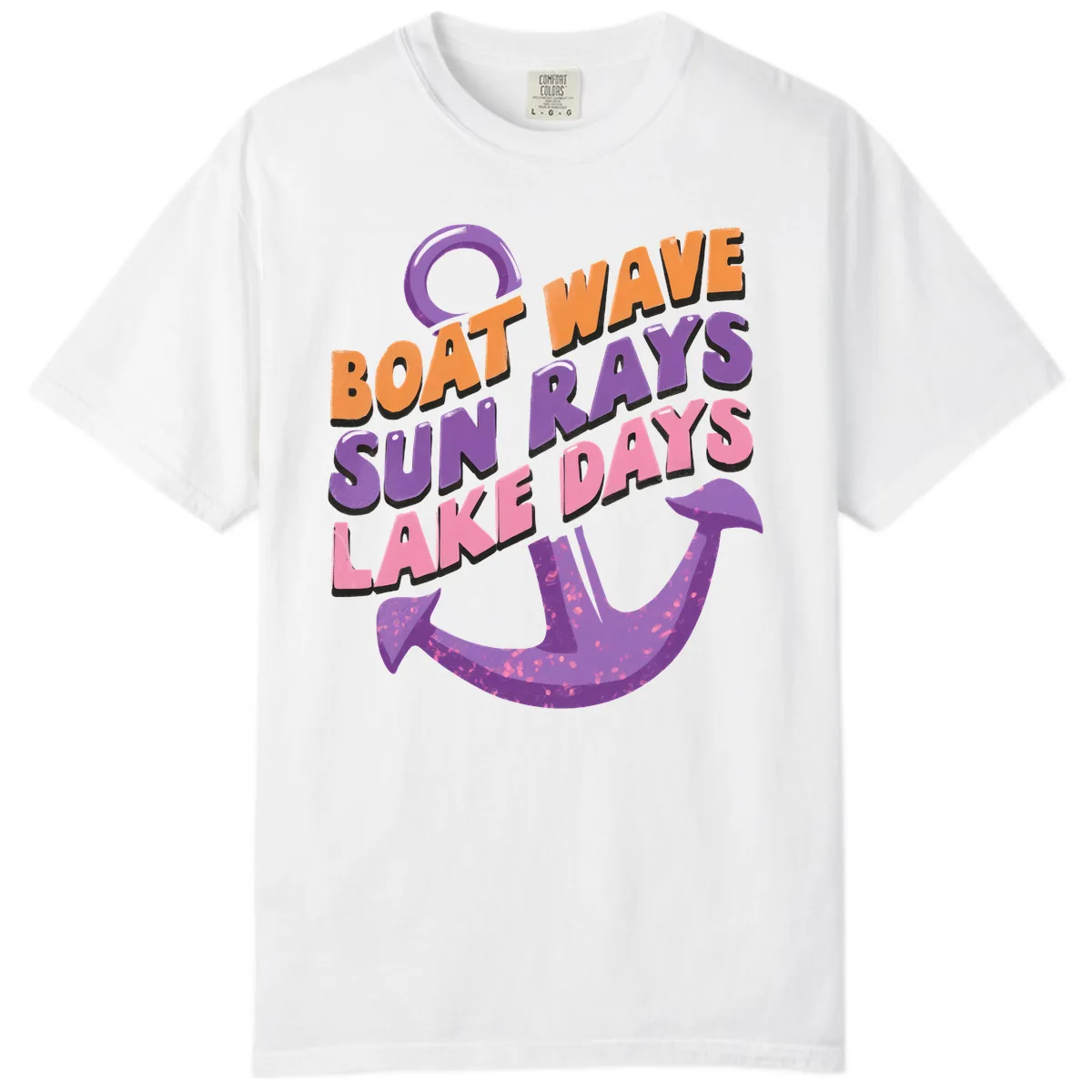 Boat Wave Sun Rays Lake Days Design Comfort Color in White