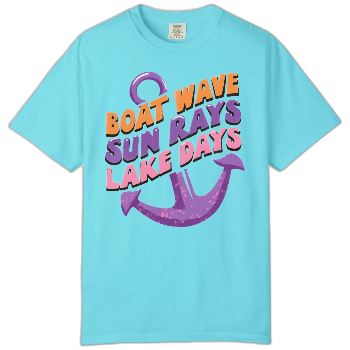 Boat Wave Sun Rays Lake Days Design Comfort Color in Lagoon Blue