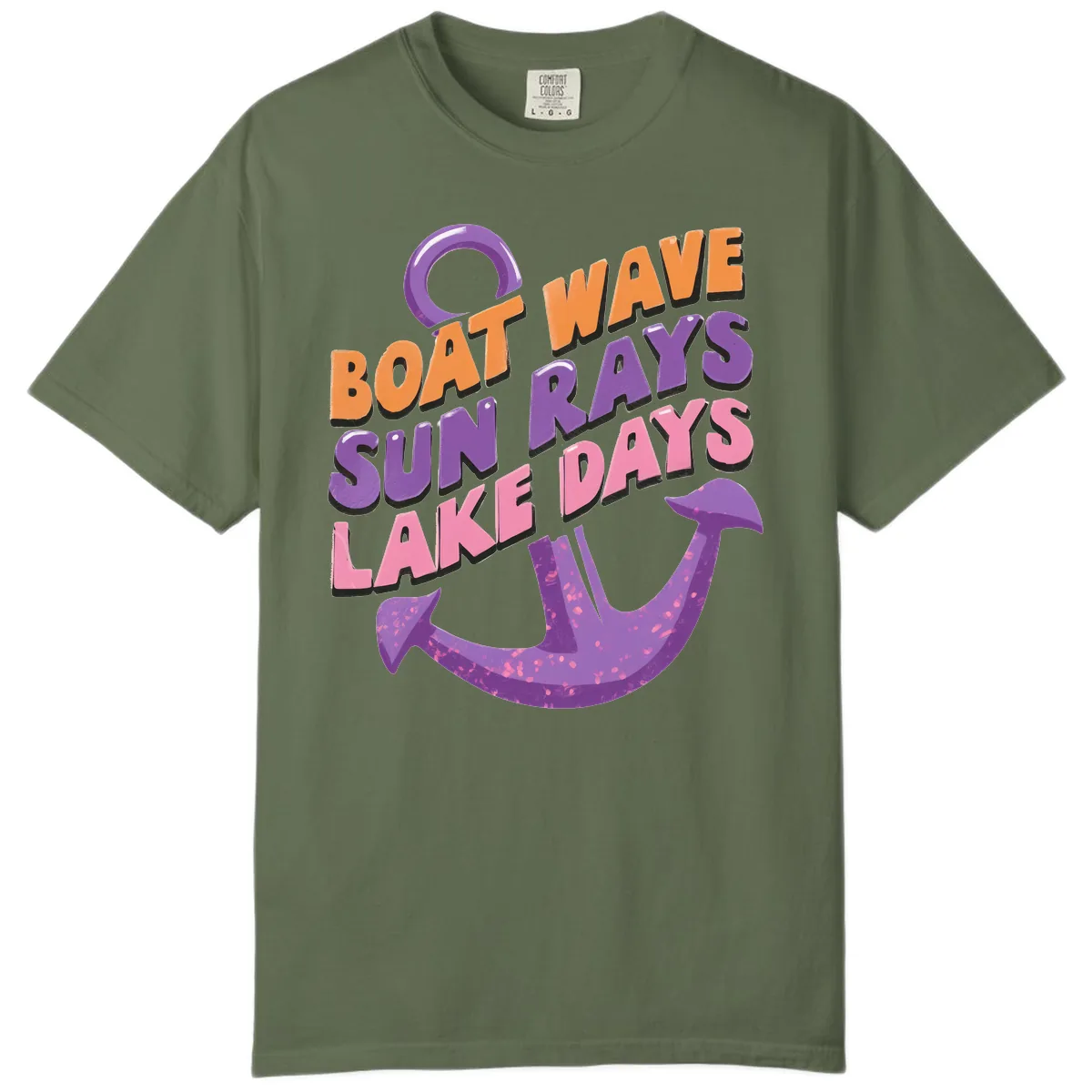 Boat Wave Sun Rays Lake Days Design Comfort Color in Sage