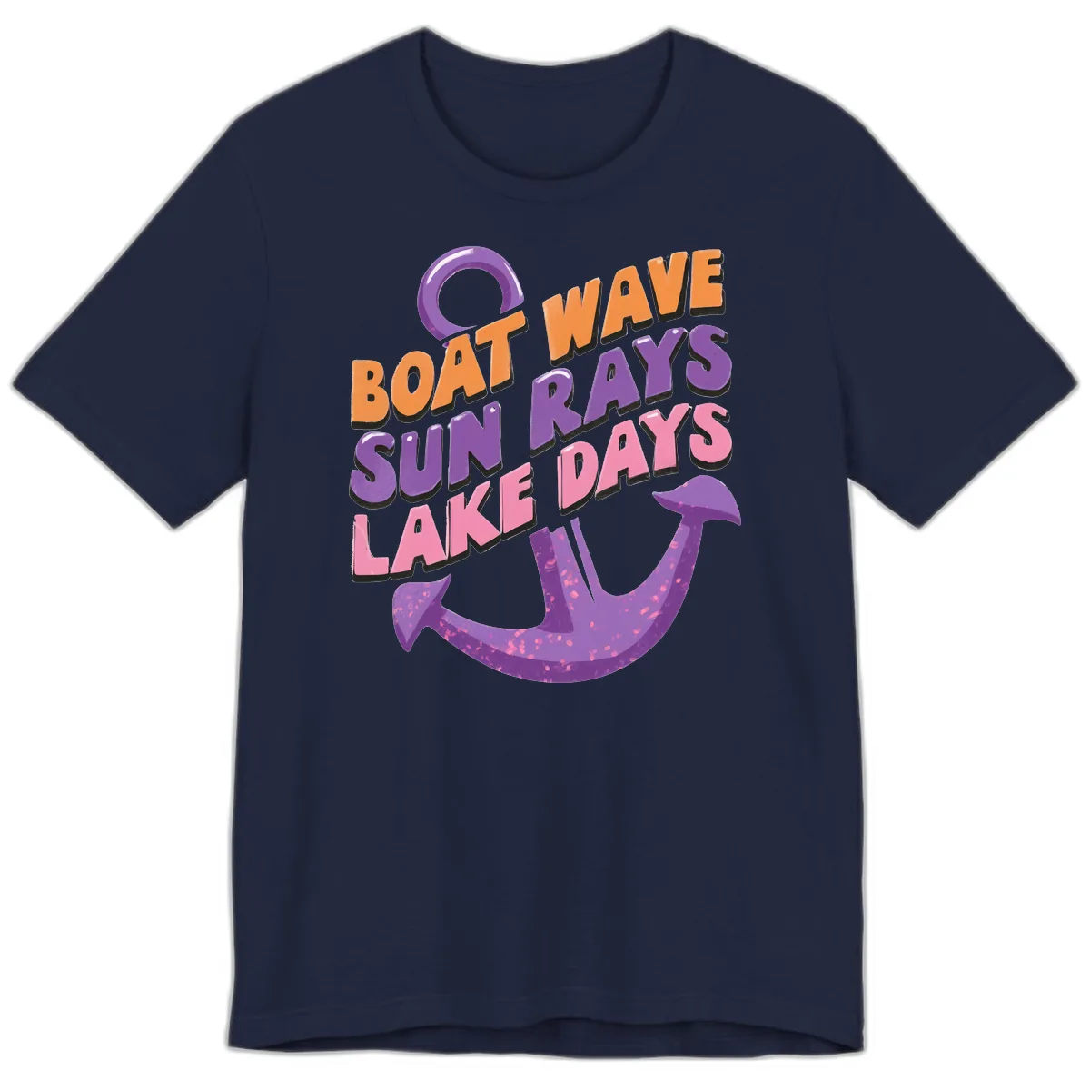 Boat Wave Sun Rays Lake Days Design Premium T-Shirt in Navy