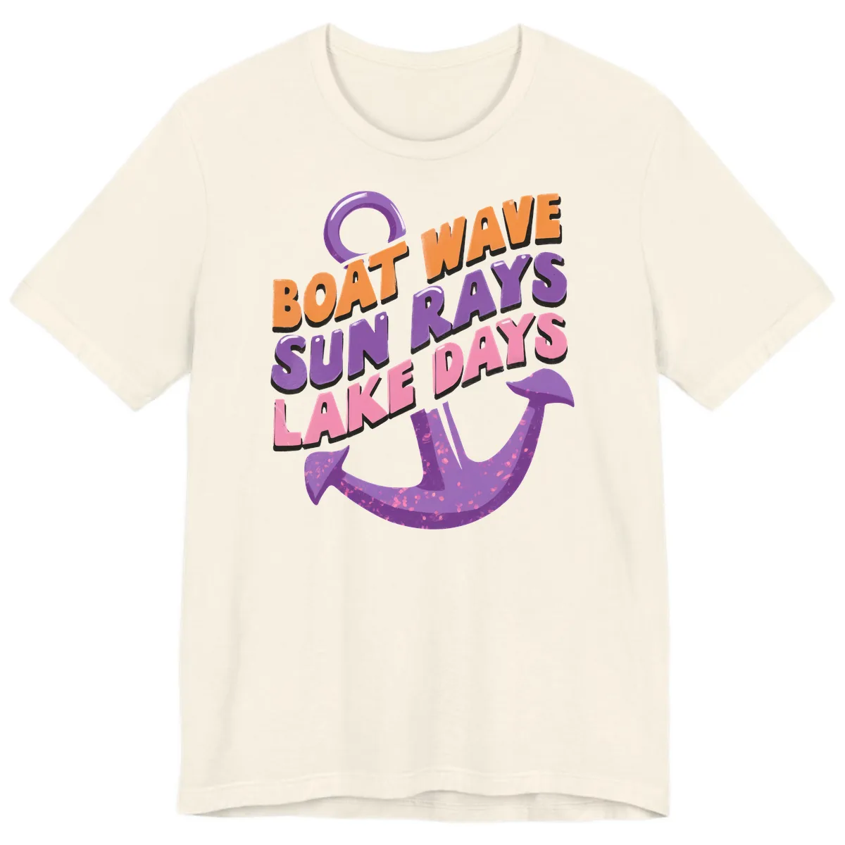 Boat Wave Sun Rays Lake Days Design Premium T-Shirt in Natural