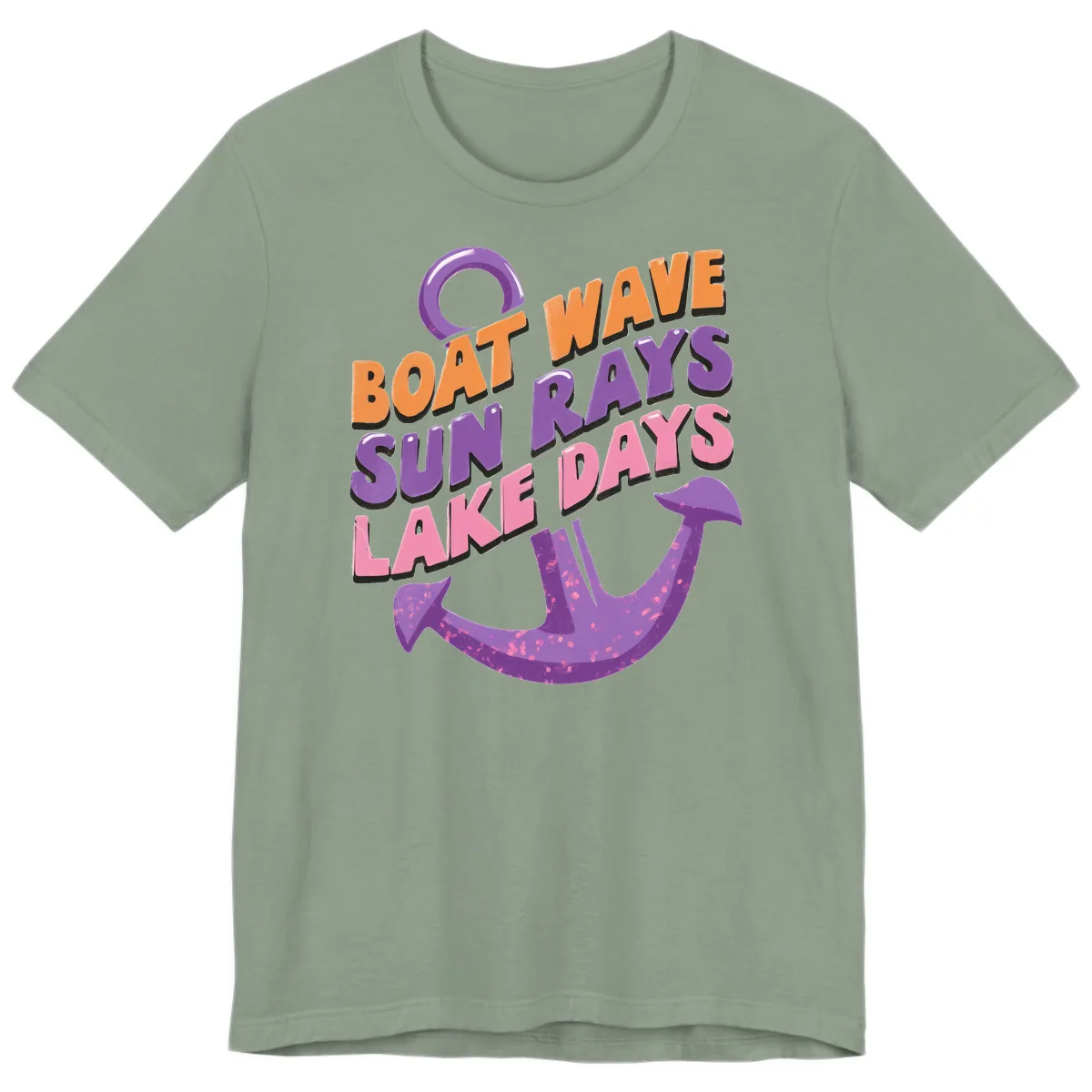 Boat Wave Sun Rays Lake Days Design Premium T-Shirt in Sage