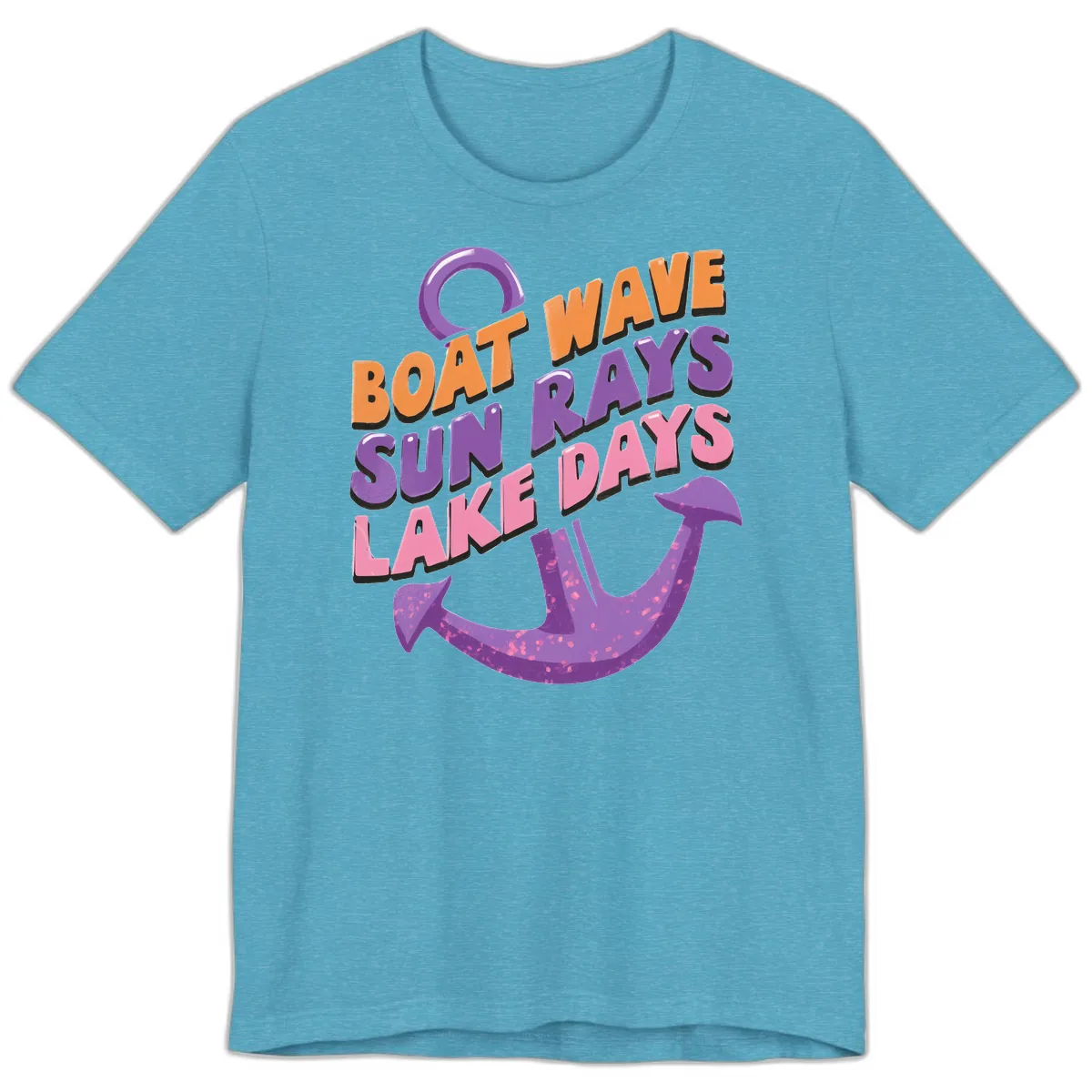Boat Wave Sun Rays Lake Days Design Premium T-Shirt in Heather Aqua