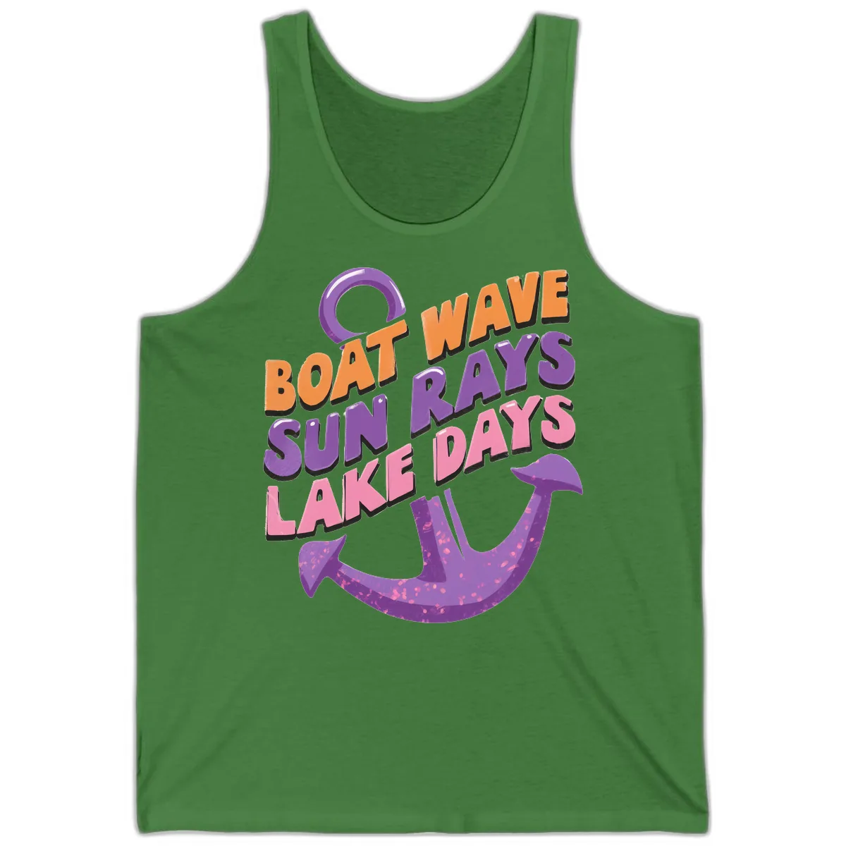 Boat Wave Sun Rays Lake Days Design Tank in Leaf
