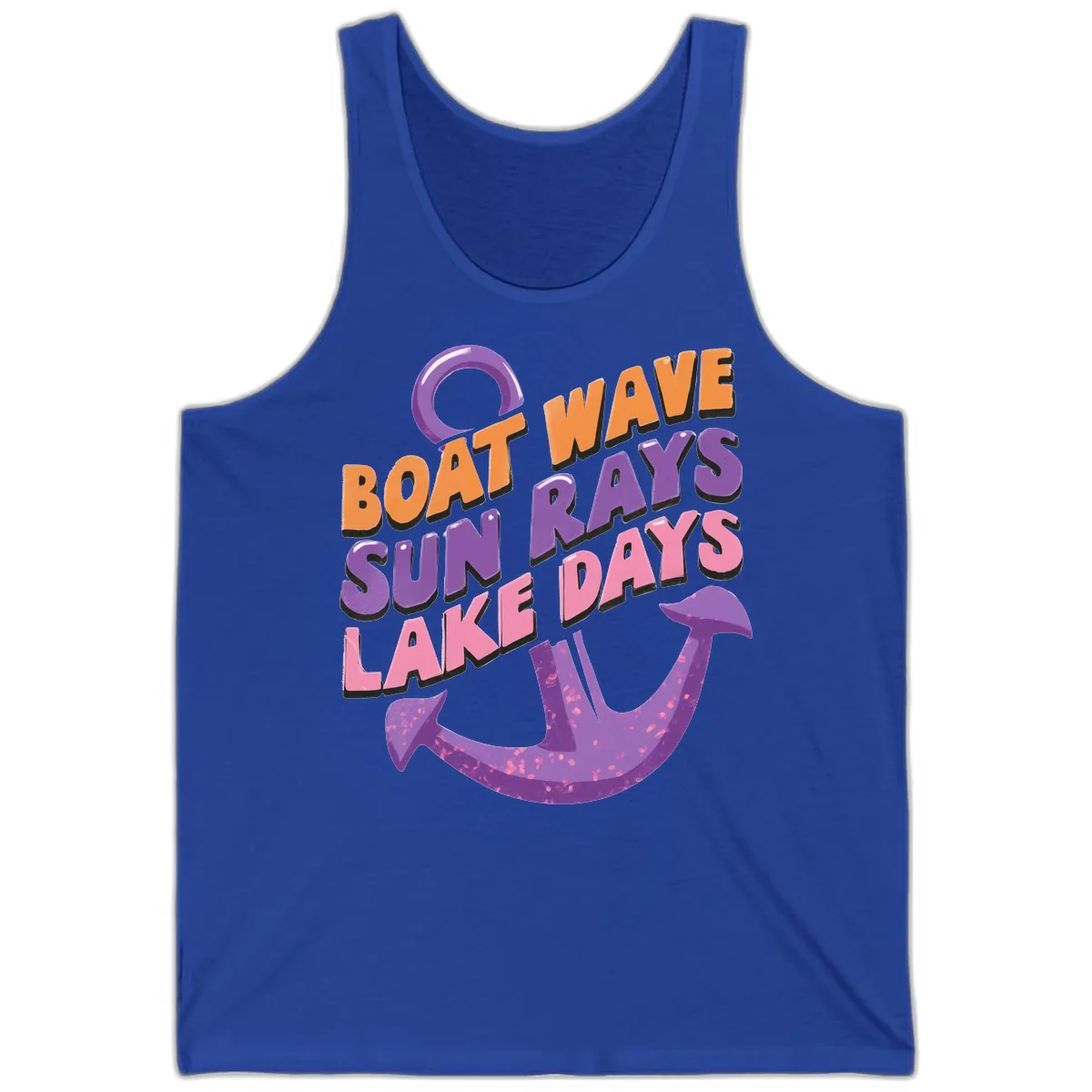 Boat Wave Sun Rays Lake Days Design Tank in True Royal