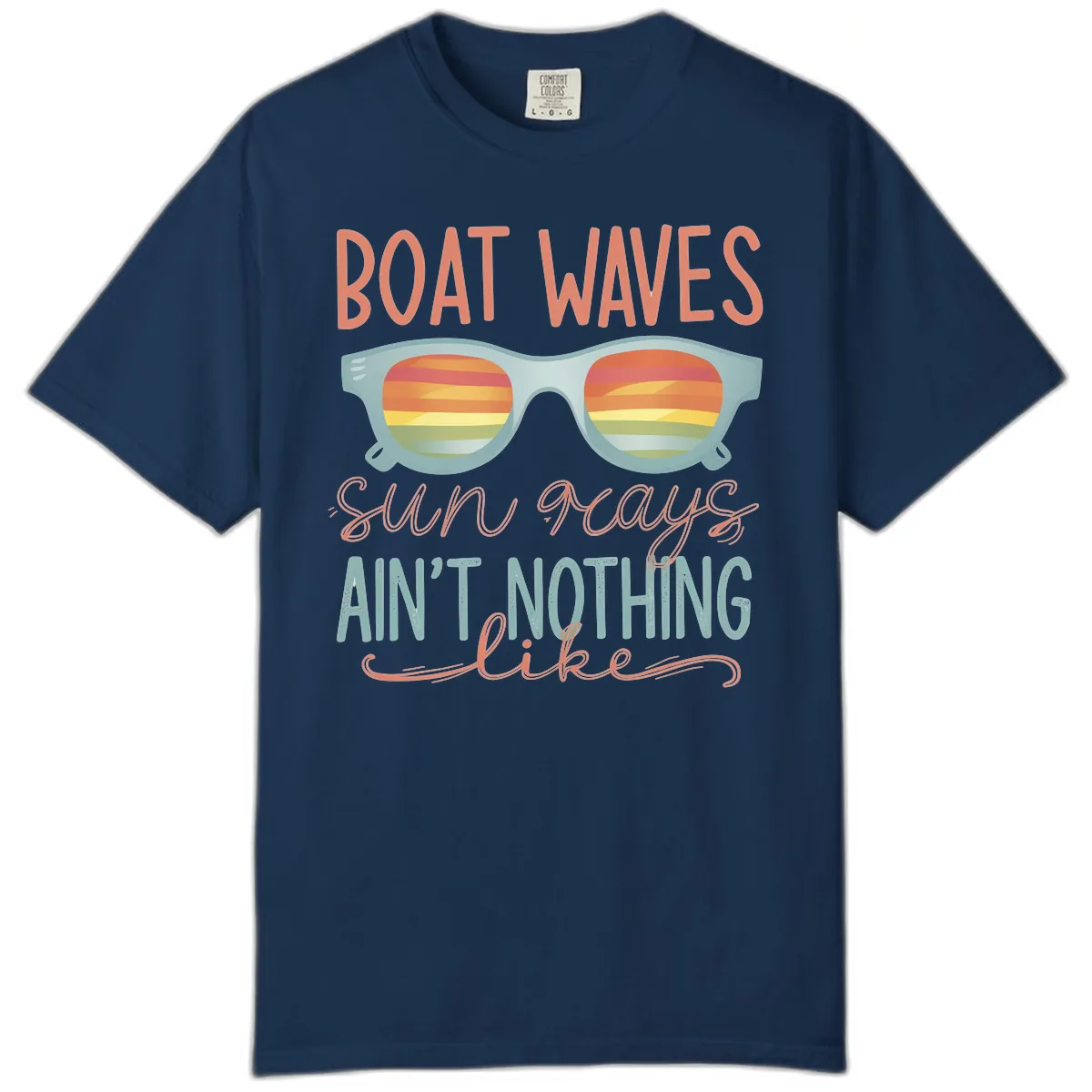 Boat Waves Sun Rays Ain't Nothing Like Comfort Color in Navy