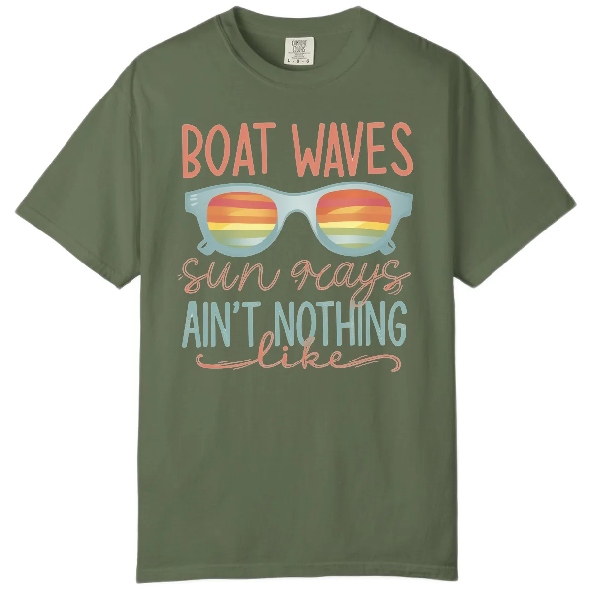 Boat Waves Sun Rays Ain't Nothing Like Comfort Color in Sage