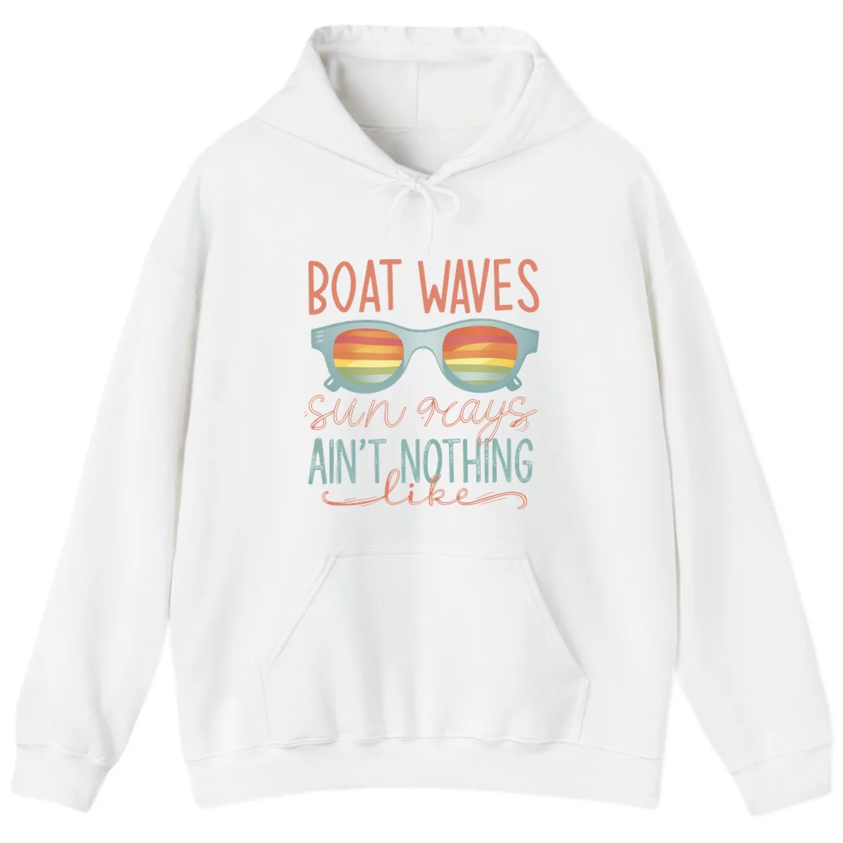Boat Waves Sun Rays Ain't Nothing Like Hoodie in White