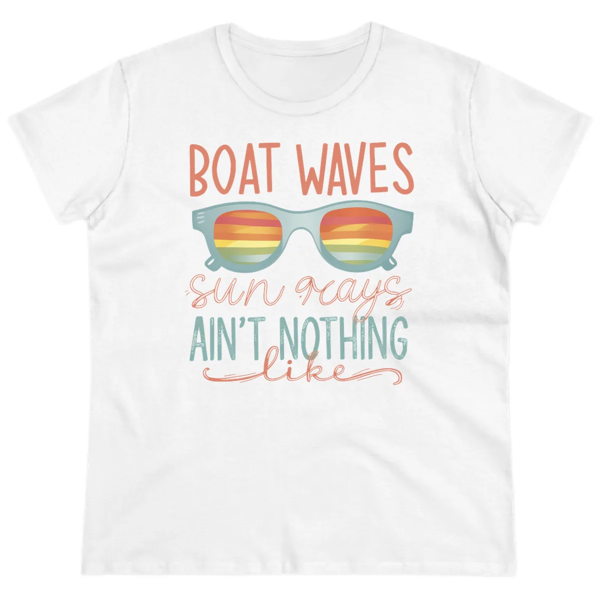 Boat Waves Sun Rays Ain't Nothing Like Ladies Tee in White