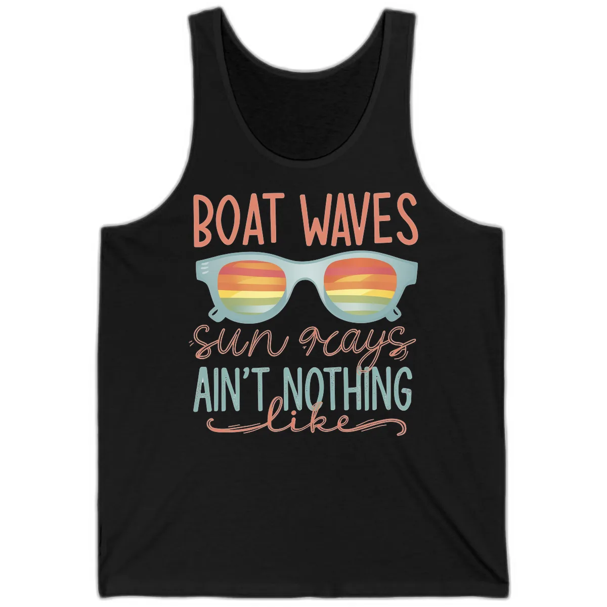 Boat Waves Sun Rays Ain't Nothing Like Tank in Black