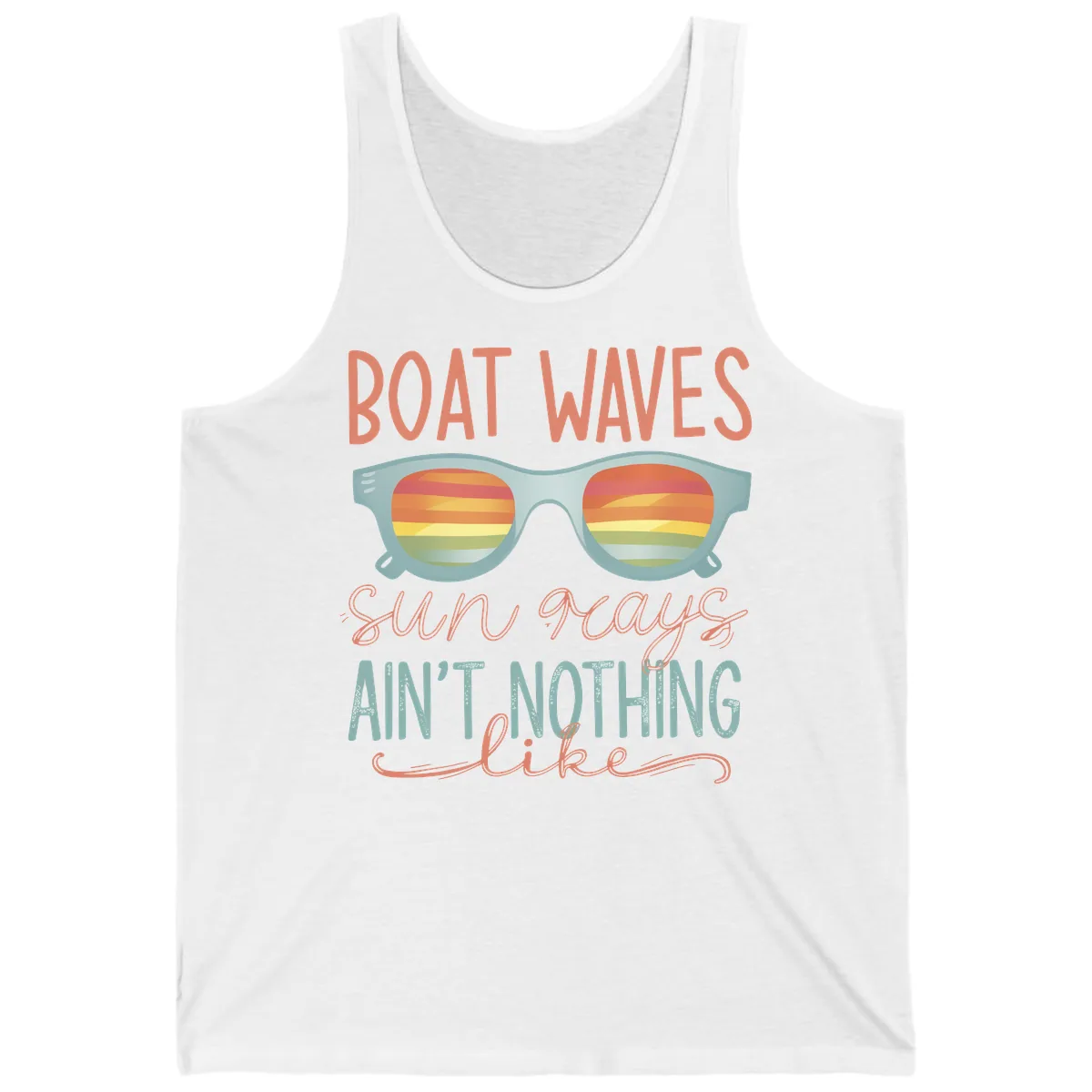 Boat Waves Sun Rays Ain't Nothing Like Tank in White