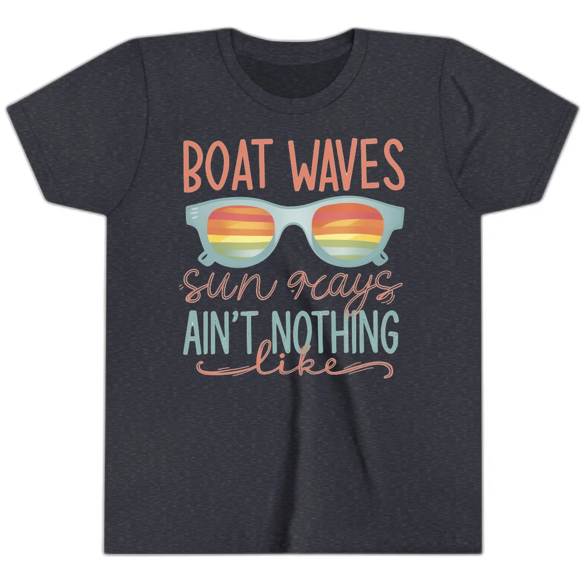 Boat Waves Sun Rays Ain't Nothing Like Youth T-Shirt in Heather Navy
