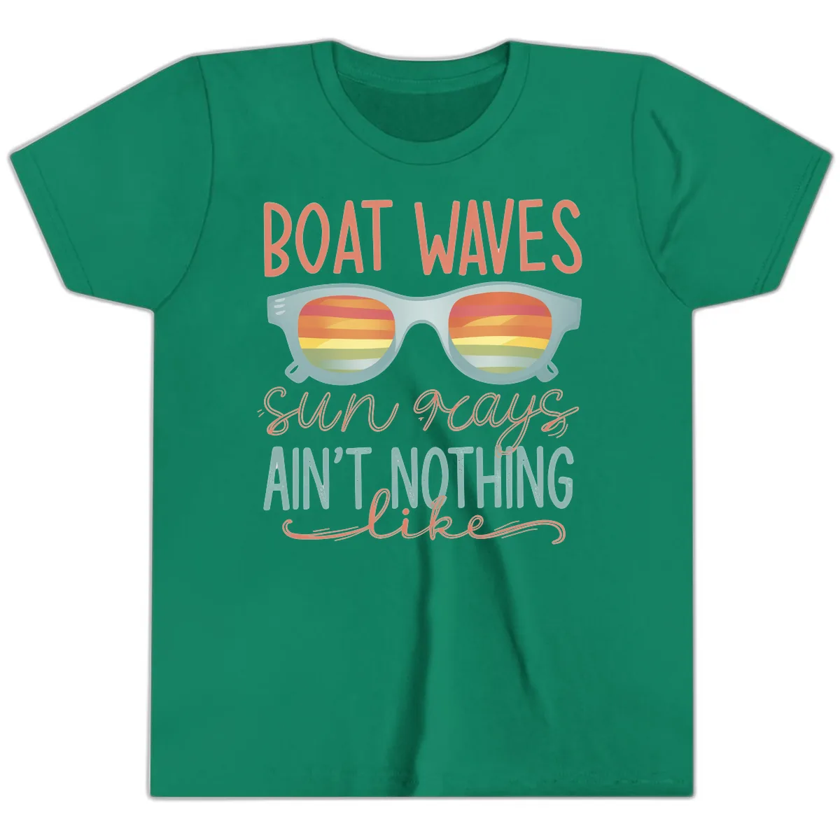 Boat Waves Sun Rays Ain't Nothing Like Youth T-Shirt in Kelly
