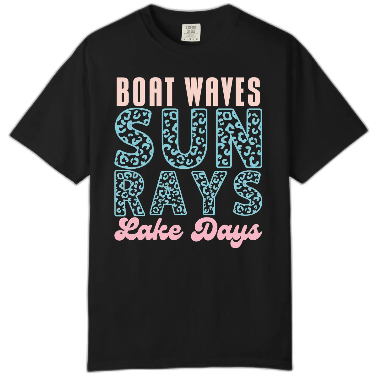 Boat Waves Sun Rays Lake Days Design Comfort Color in Black