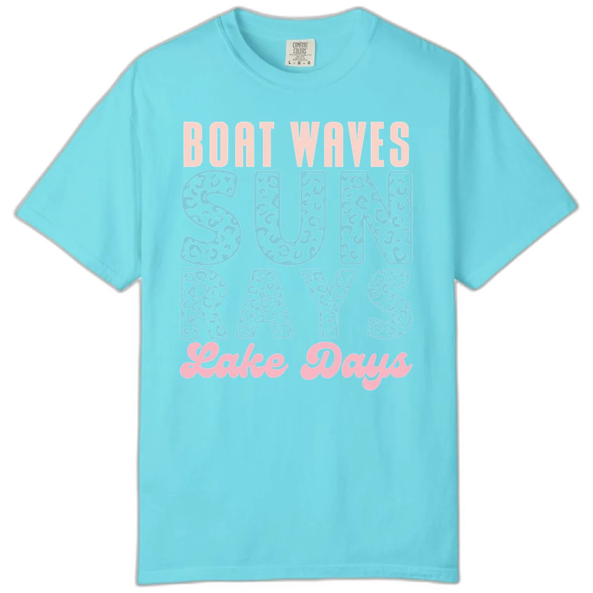 Boat Waves Sun Rays Lake Days Design Comfort Color in Lagoon Blue