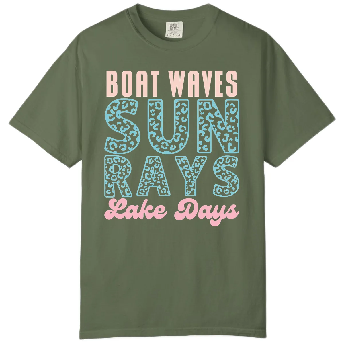 Boat Waves Sun Rays Lake Days Design Comfort Color in Sage