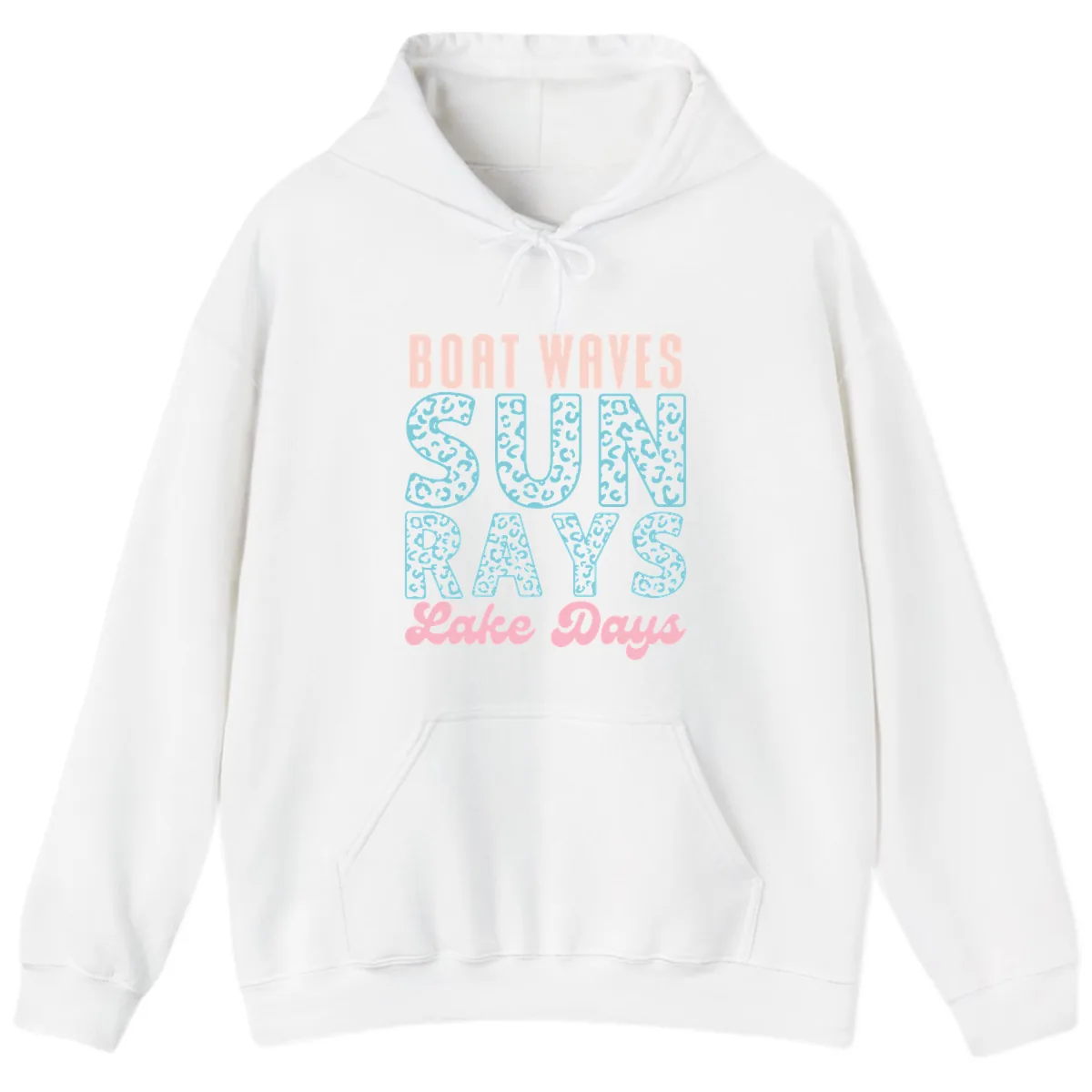 Boat Waves Sun Rays Lake Days Design Hoodie in White