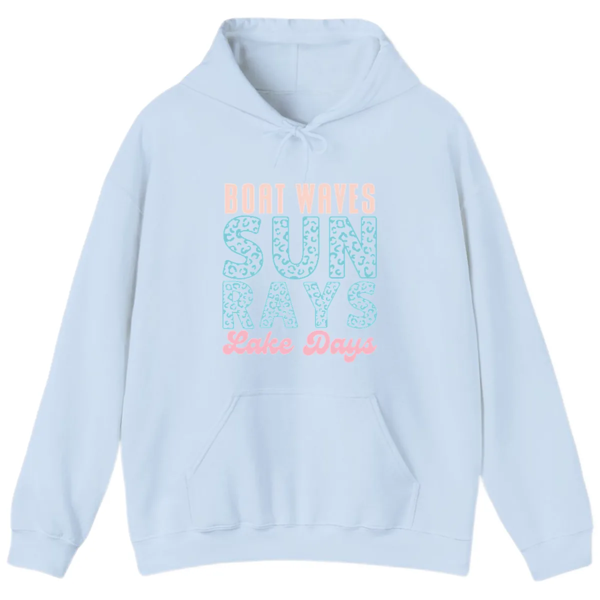 Boat Waves Sun Rays Lake Days Design Hoodie in Light Blue
