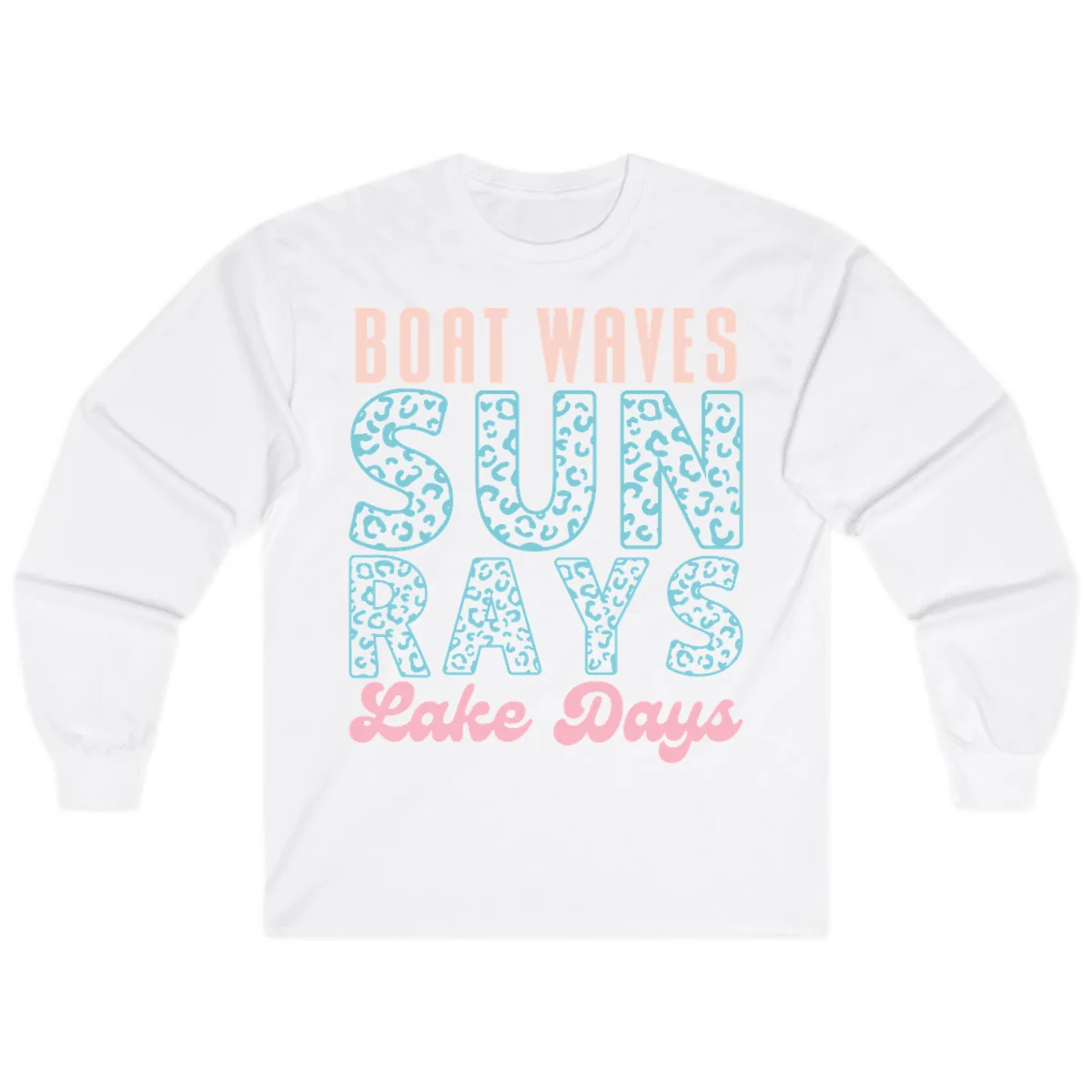 Boat Waves Sun Rays Lake Days Design Long Sleeve in White