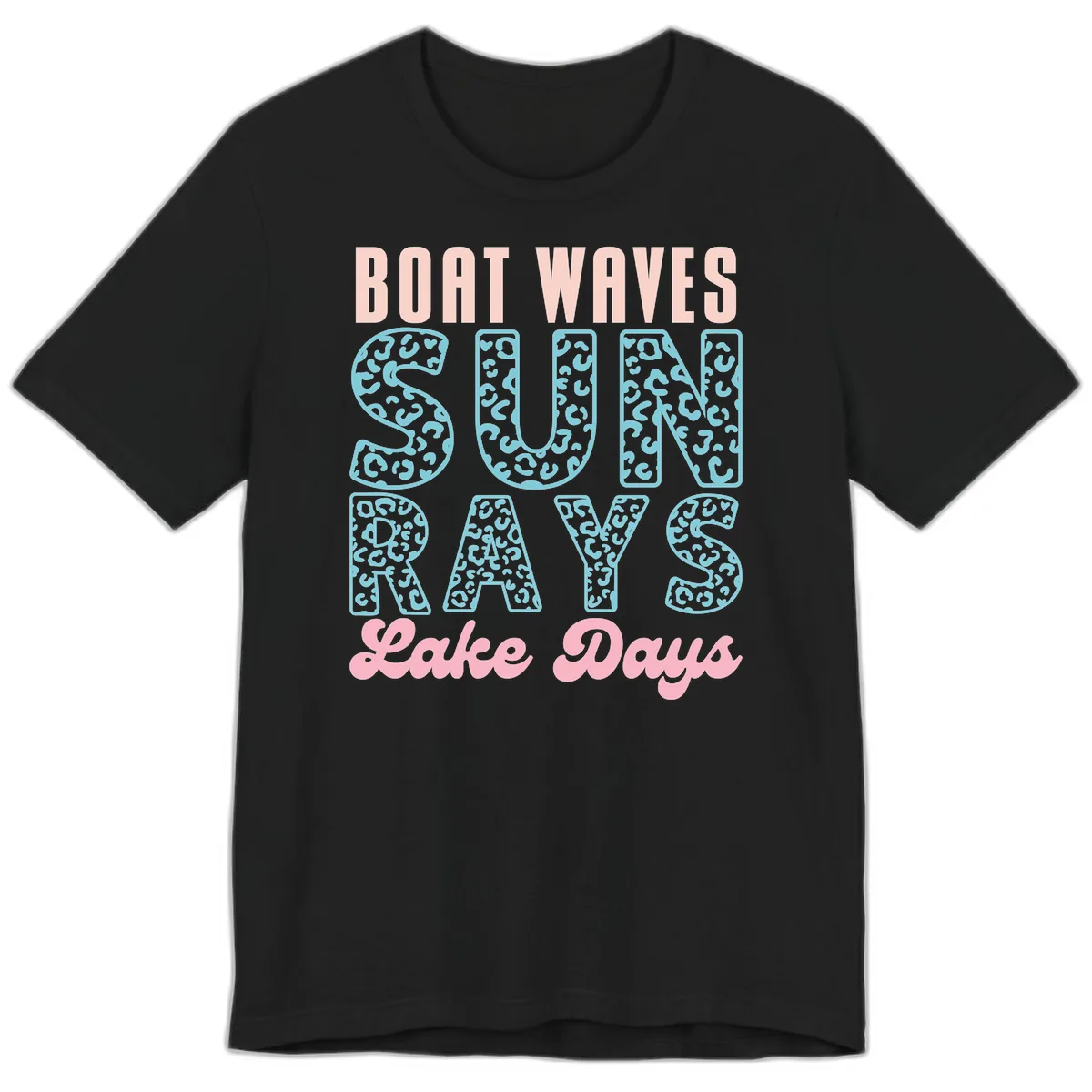 Boat Waves Sun Rays Lake Days Design Premium T-Shirt in Black